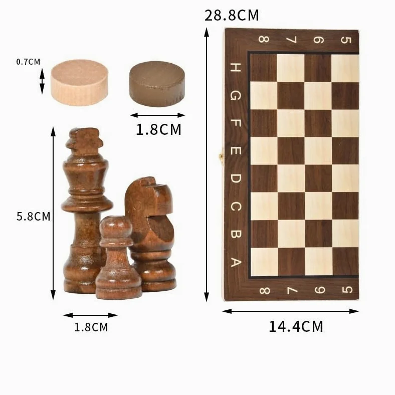 echiquier Jeu de société Classique en Bois 3 en 1: échecs, Dames, Backgammon, for Les Voyages en Famille. Jeu de société Pliable en Bois for Enfants et Adultes. echecs Jeu(39 * 39cm)