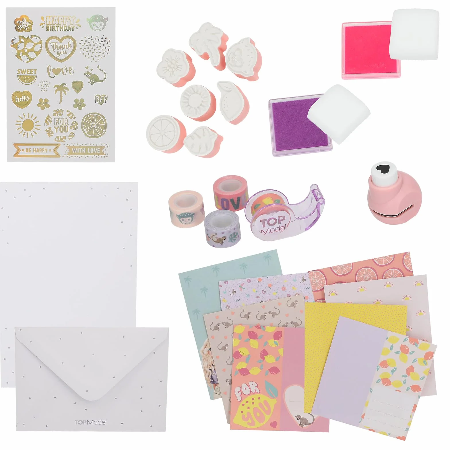 Depesche TOPModel Juicy Papier à Lettres Set en Boîte avec Feuilles, Enveloppes et Autocollants