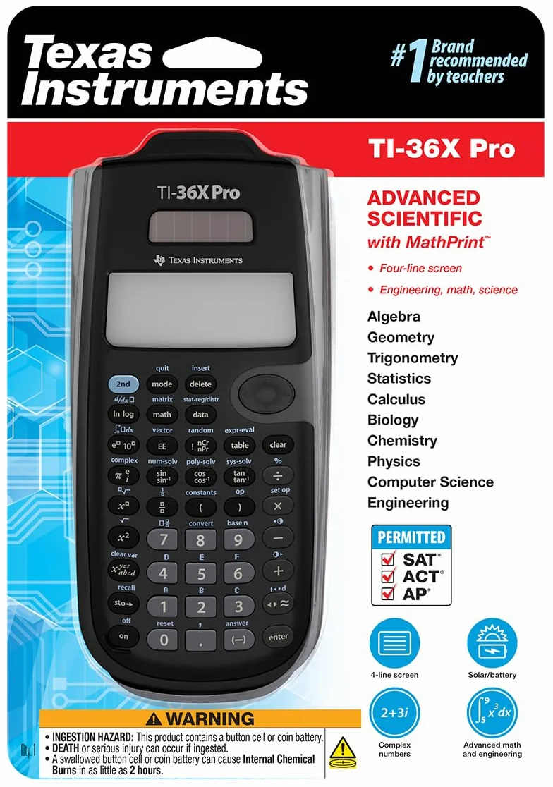 Texas Instruments TI-36X Pro Calculatrice Scientifique Noir