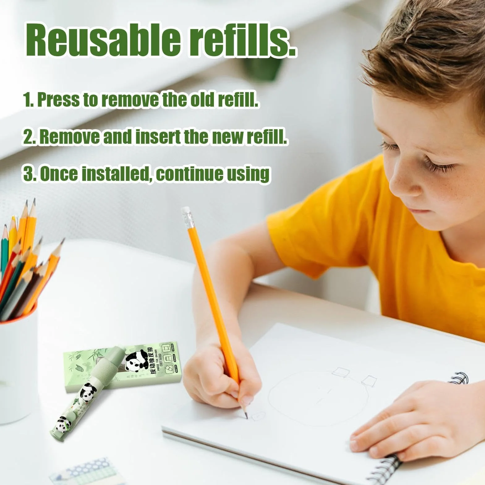 Gommes réutilisables – Fournitures de papeterie pour l'école, effacement lisse