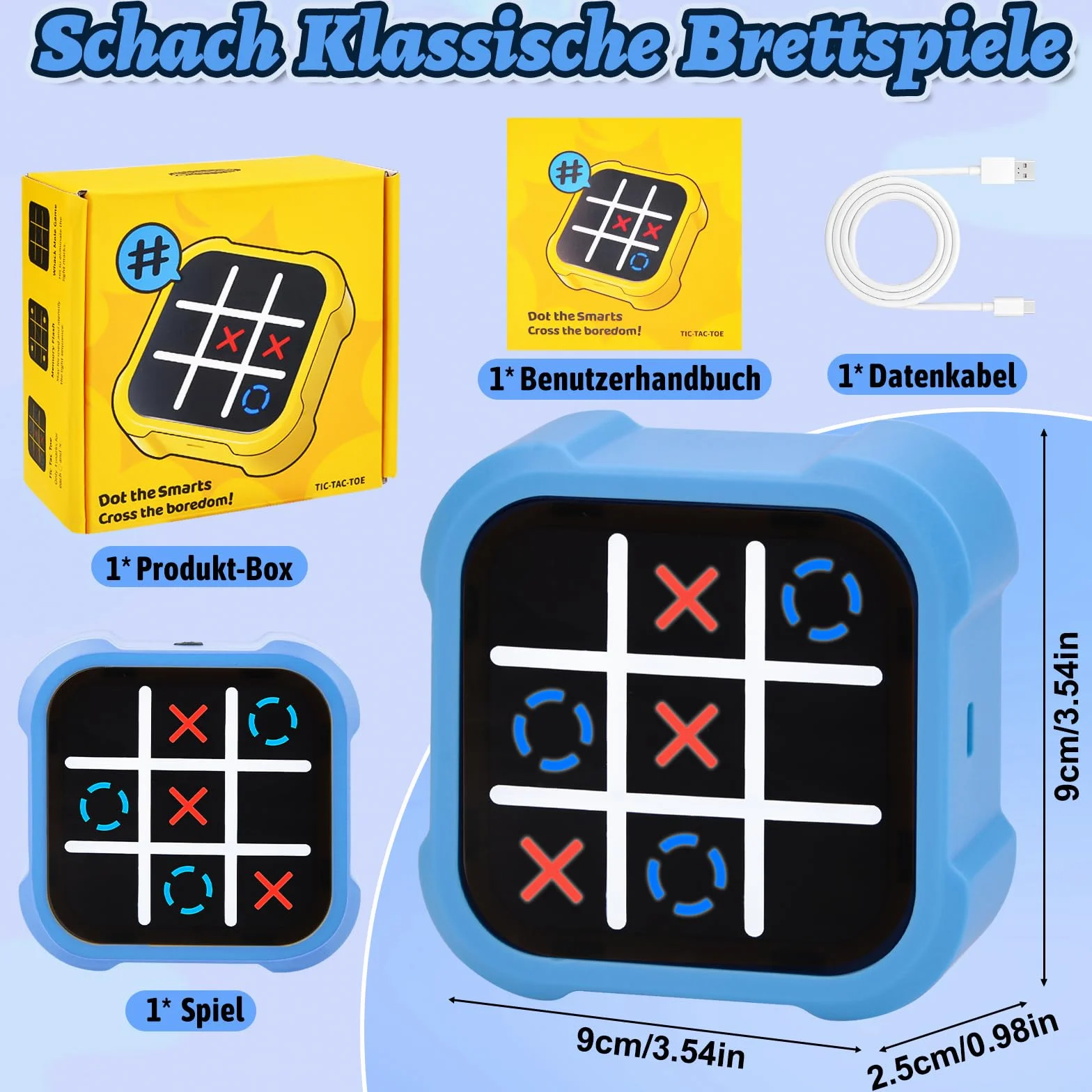 Jeu de Tic Tac Toe Électronique Portable avec Console de Voyage, Jouets de Société Fidget, Jeu de Puzzle pour Enfants et Adultes (Jaune)