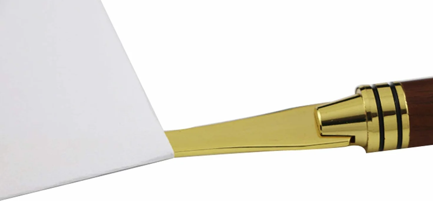 Ouvre-Lettre en Alliage d'Or avec Poignée en Bois Couteau en Acier Inoxydable Cadeau