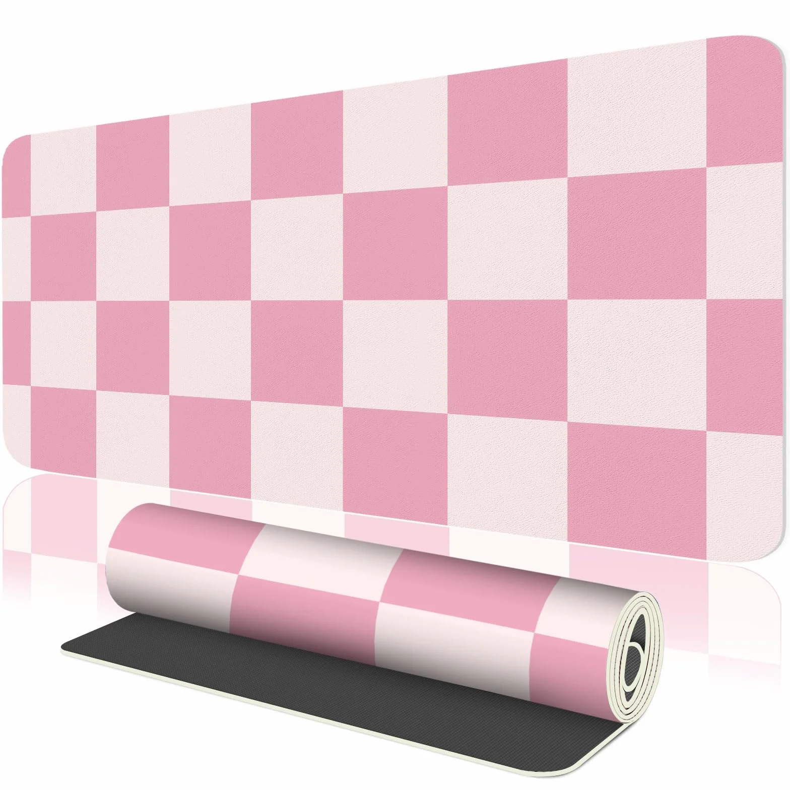 Tapis de Bureau en Cuir Rose Antidérapant Imperméable pour Souris et Clavier