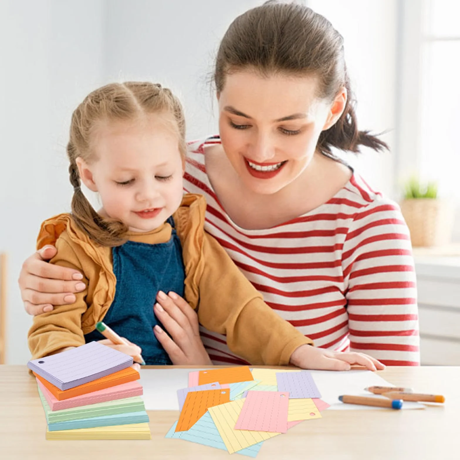 A8 Flashcard 600Pcs Lignées Flashcards avec Anneau Cartes de Vocabulaire pour Apprentissage