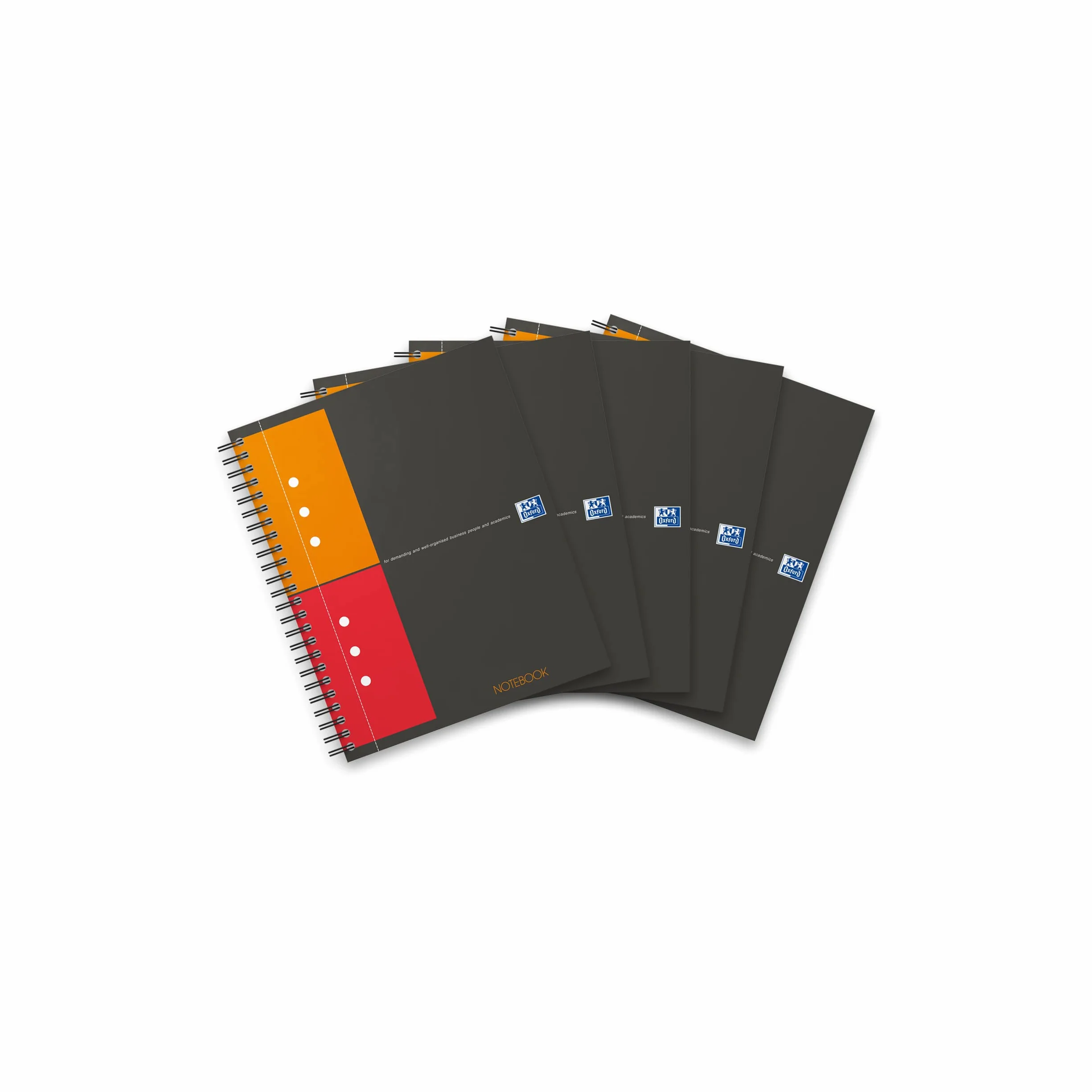 OXFORD Cahiers NOTEBOOK spirale A5+ 160p 80g 5x5 Couverture Rigide Gris