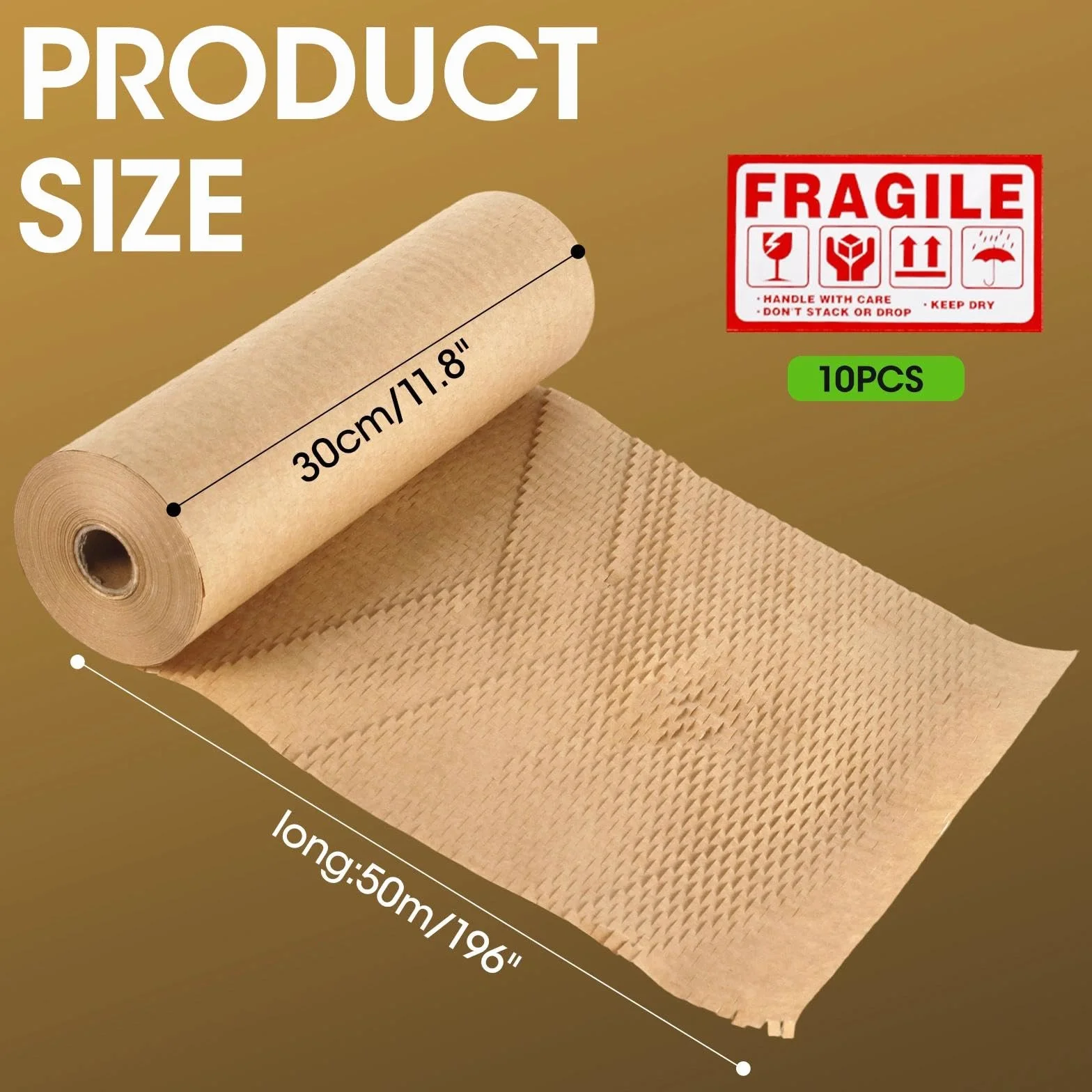 Papier d'emballage en nid d'abeille 30cm x 50m Rouleaux de Calage Recyclés pour Protection Objets Fragiles