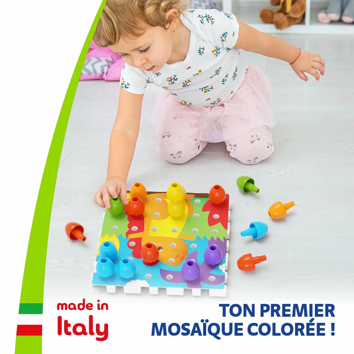 Quercetti Jumbo Peggy 45 pcs Jeux de Construction Mosaique Enfant 2 Ans + Motricité Fine Made in Italy