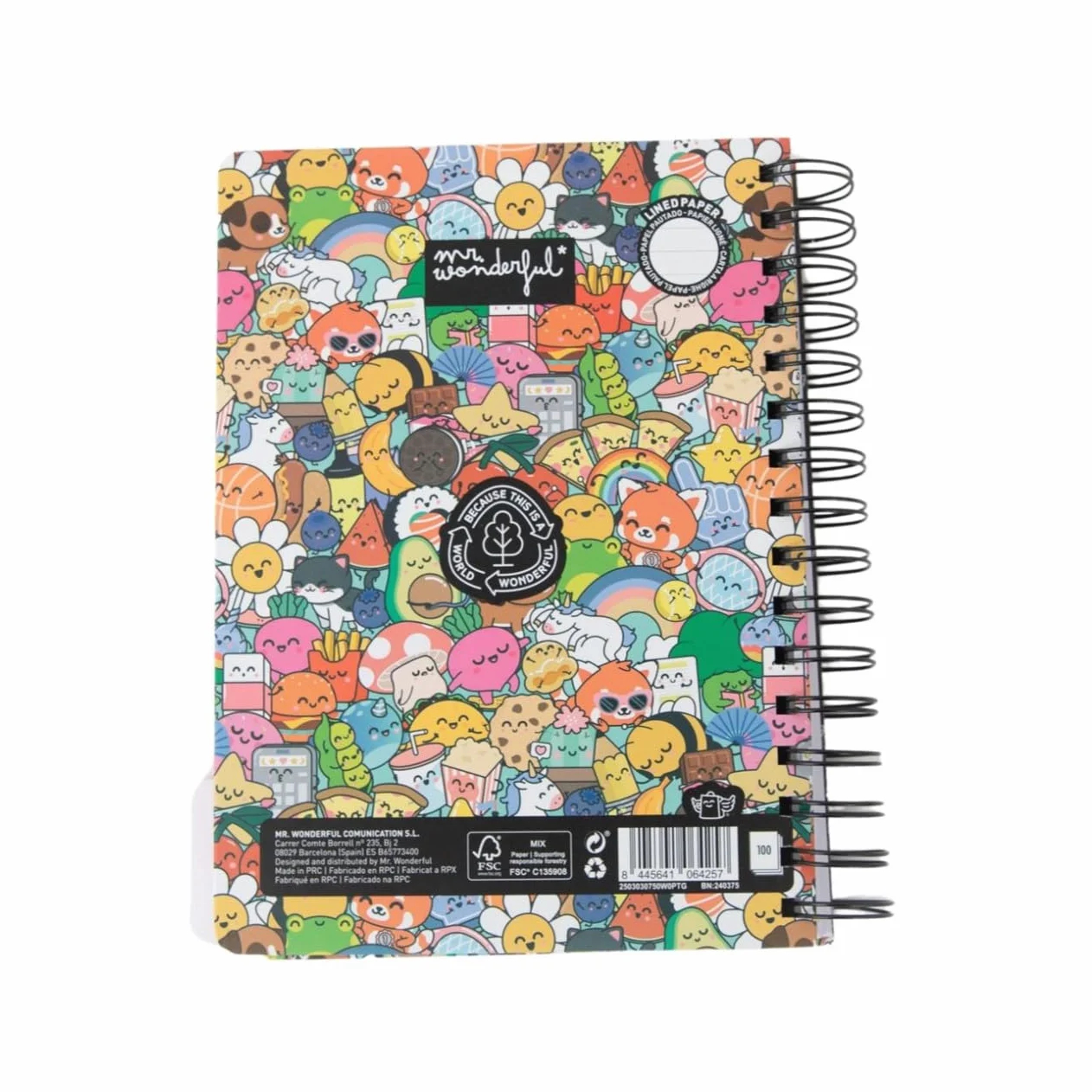 Mr. Wonderful Cahier A5 avec intercalaires Couverture rigide Reliure spirale 160 pages carrées