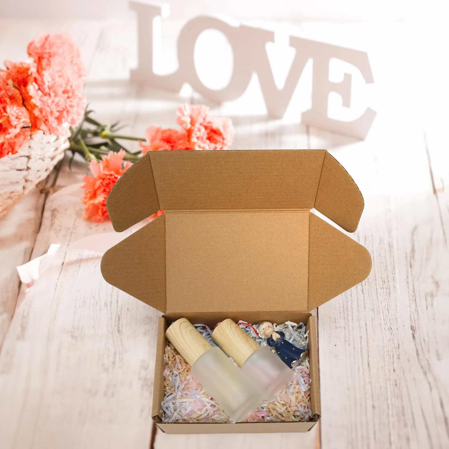 HORLIMER Lot de 6 Petites Boîtes Carton d'Expédition 15,3x10,2x7,7cm, Boîtes Postales Pliables Marron