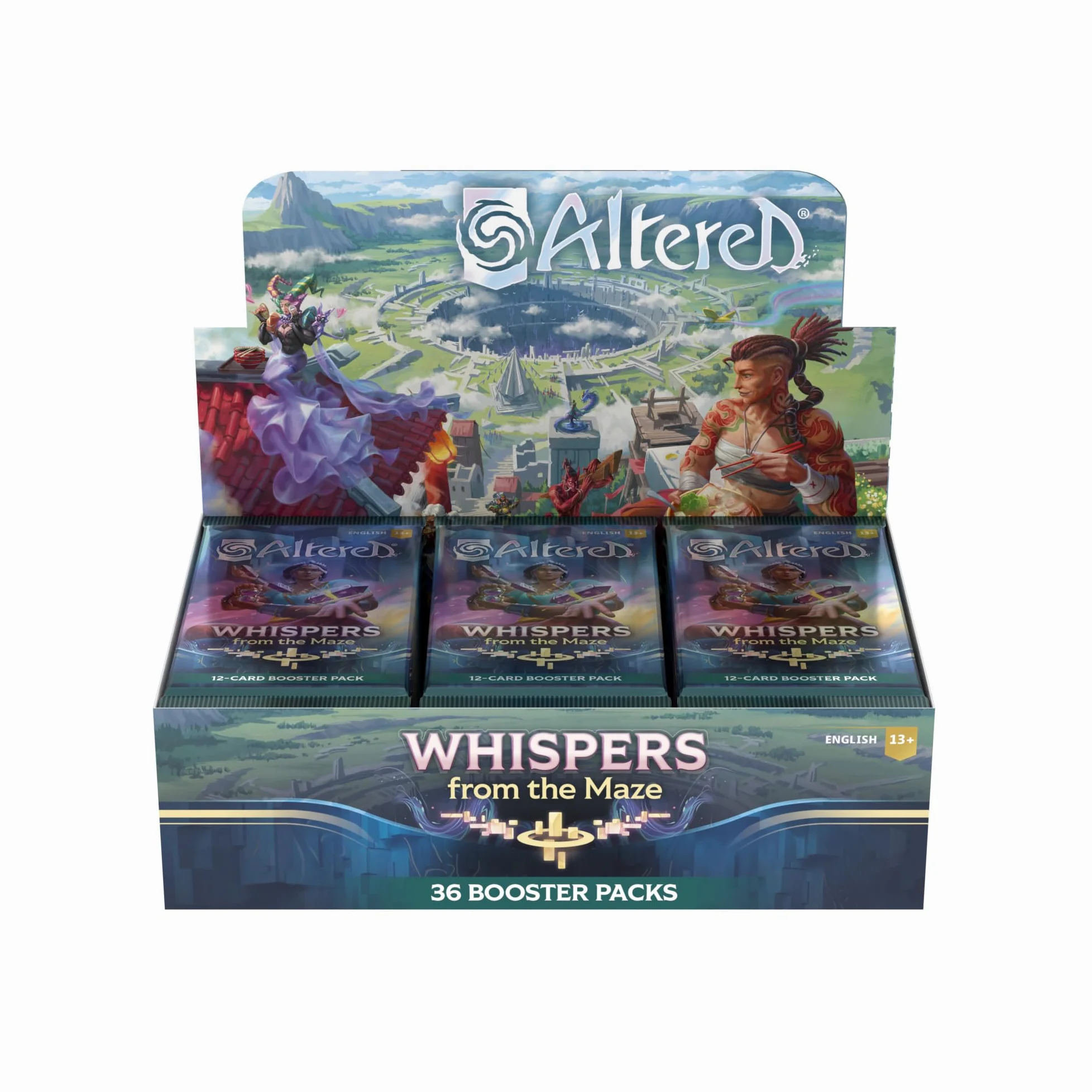Equinox Altered Whispers from The Maze Display avec 36 boosters, Extension complète du Jeu de Cartes stratégique à Collectionner, à partir de 13 Ans, 2 Joueurs, 20 Minutes, Anglais