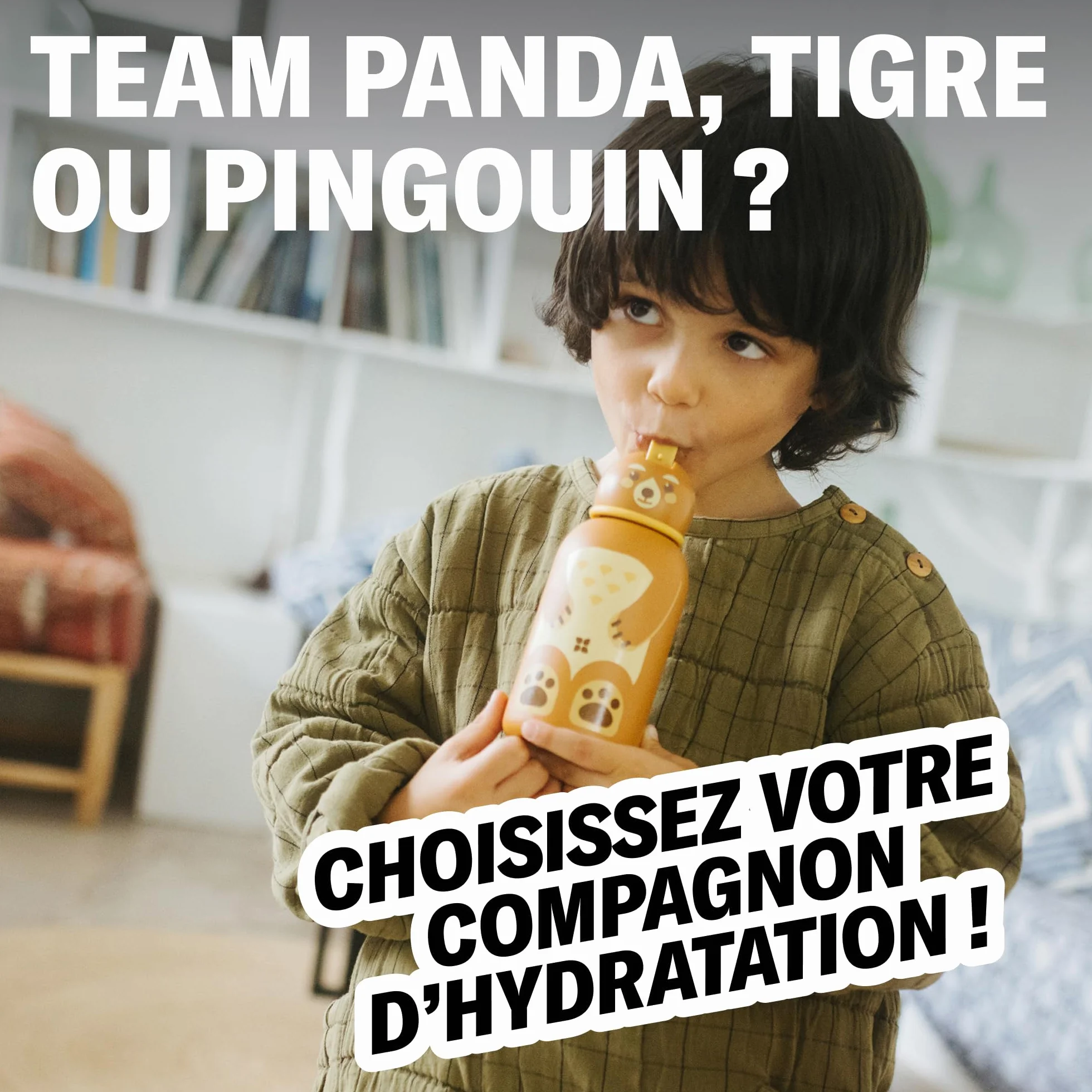 Waterdrop Gourde Enfant Inox 400ml Bouteille Isotherme Réutilisable Anti-Fuite avec Paille