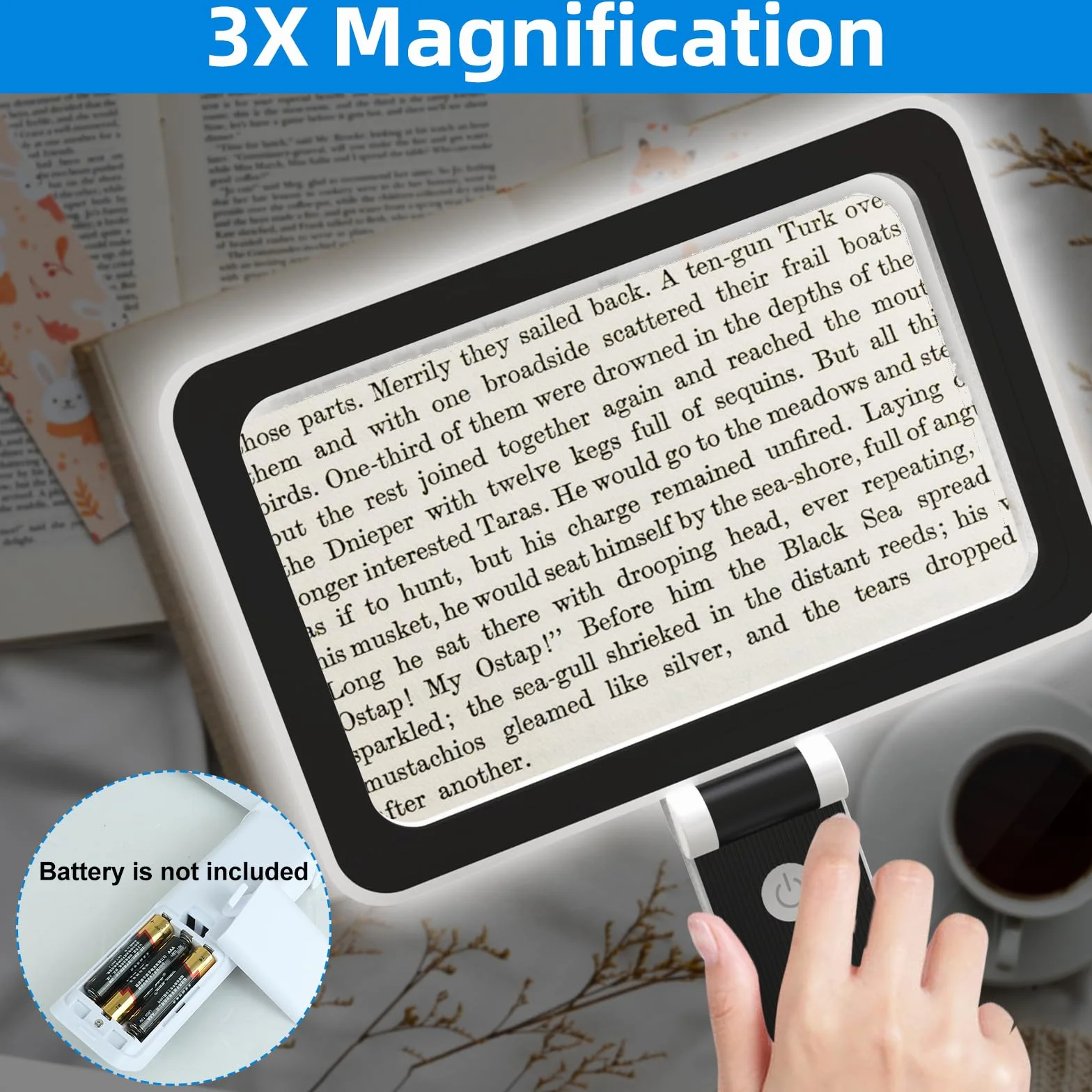 Loupe de Lecture avec Lumière 3x LED Ultra Lumineuses à Intensité Variable Pliable pour Personnes Âgées