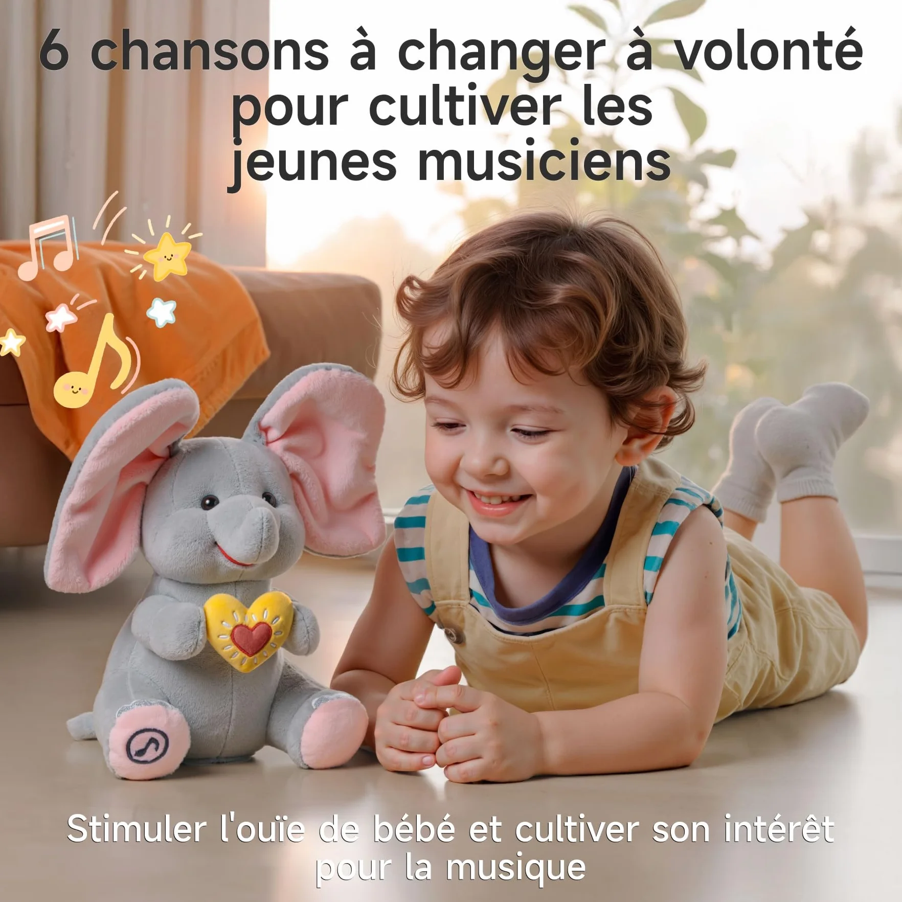 Flappy L'Éléphant Peluche Éléphant Animé Interactif Qui Chante Jouet Électrique Doudou Musical pour Bébé