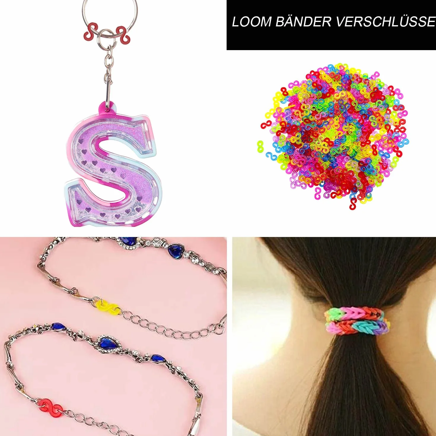 Bandes S Clips 500 Pièces Clips de Métiers à Tisser en Plastique Multicolore