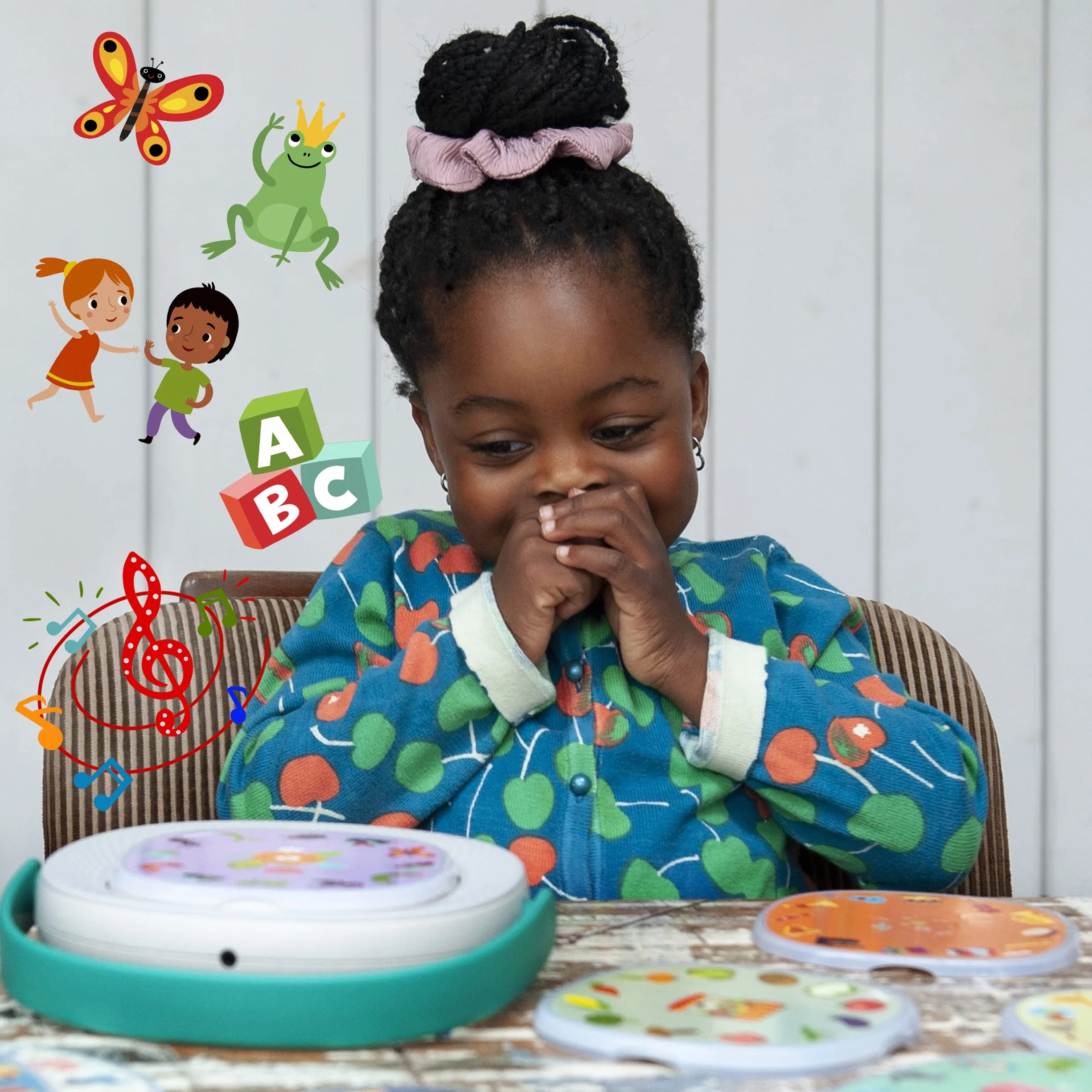 TIMIO Player + 5 Disques Jouet interactif Contes de fées Histoires Musique comptines 8 Langues 2-6 Ans