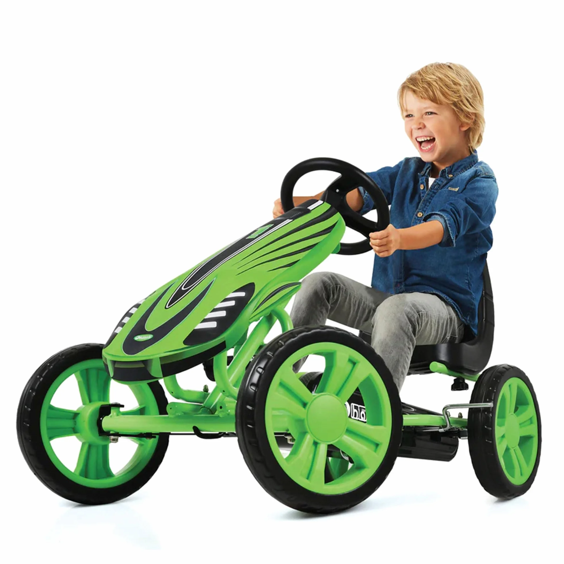 Hauck GoKart Speedster Kart à Pédales avec Frein à Main et Siège Baquet Réglable Vert 4-8 Ans