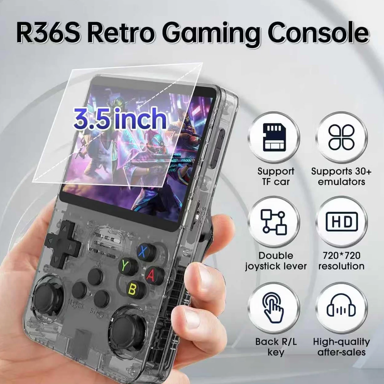 Console de Jeu Portable Rétro Nawchedo R36S 128 Go 40 000 Jeux Classiques 30 Émulateurs 3 500 mAh Noire