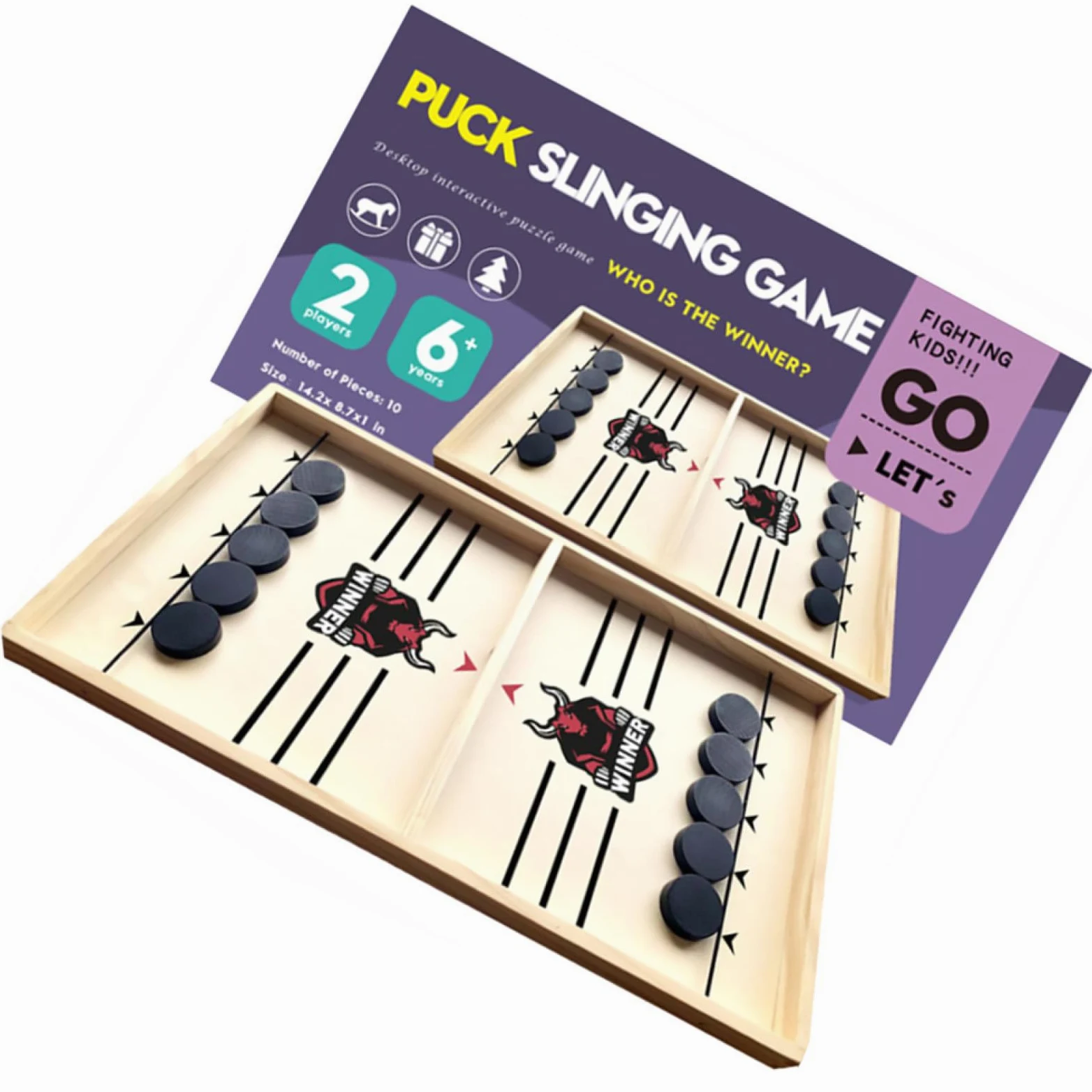 Abaodam Jeu de Palets en Bois Éducatif Petite Taille pour Garçon et Filles et Adultes Bataille de Bureau à Deux Joueurs Jeu de Société Interactif Familial et Compétition Conviviale