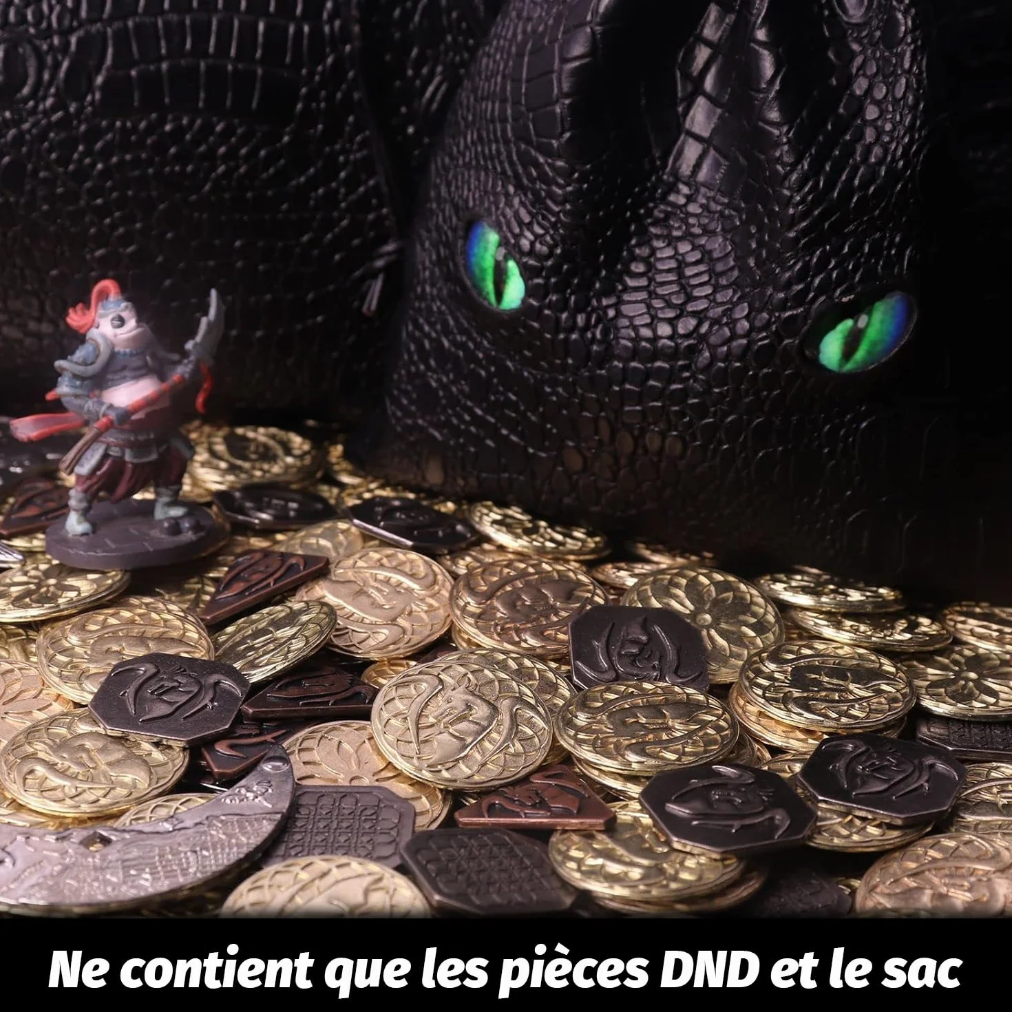 Byhoo 145 pièces jetons de jeu en métal avec sac en cuir qui brille dans la nuit