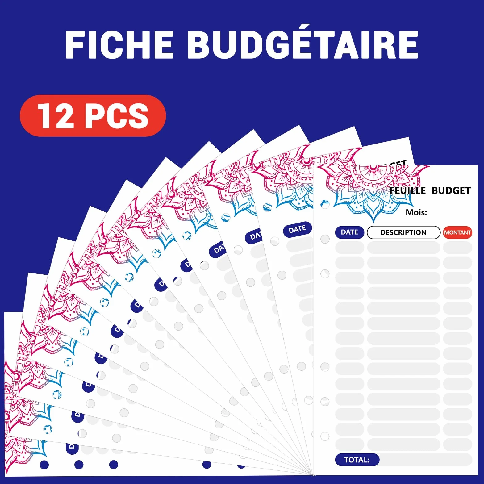 Planificateur de budget Français avec séparateurs colorés