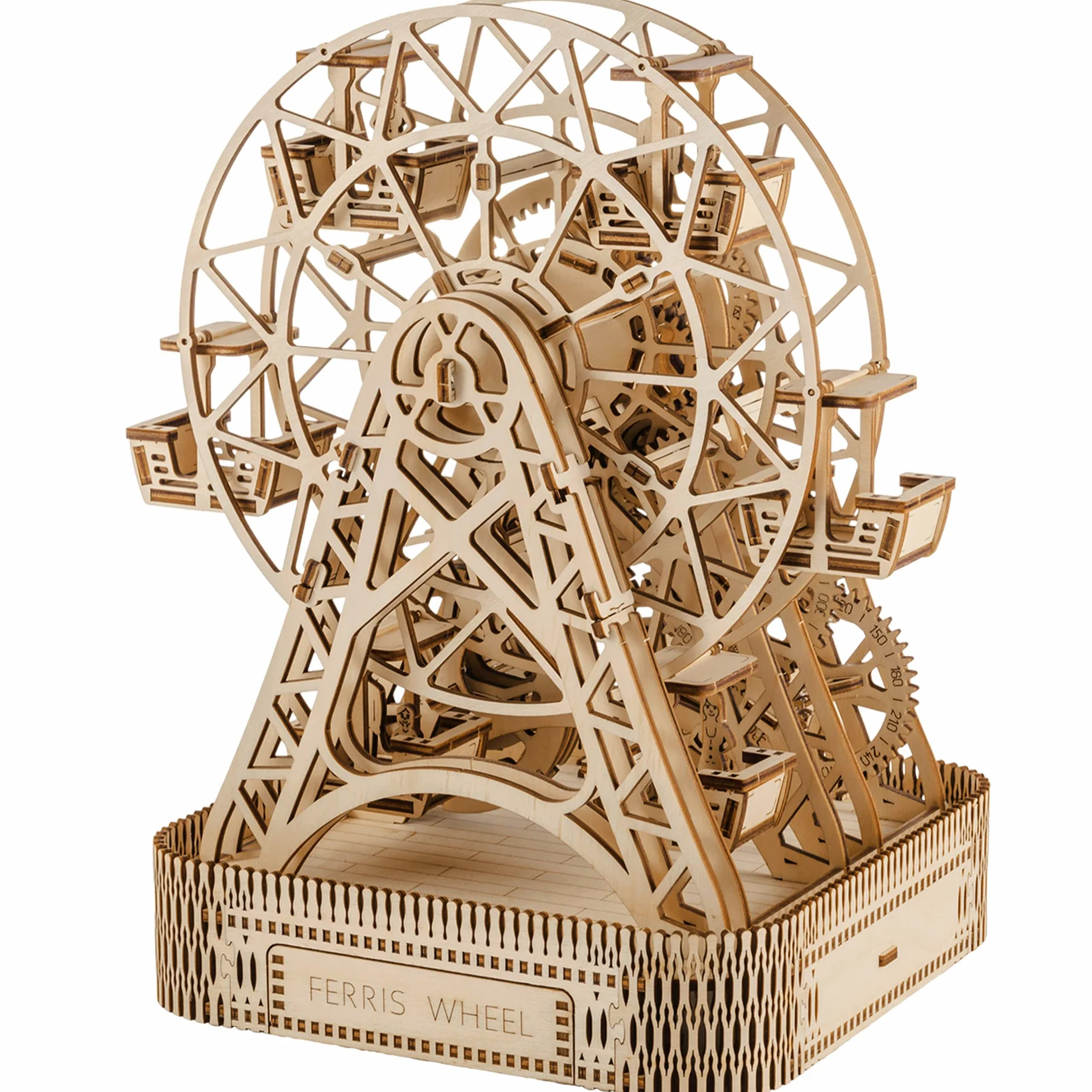 WOODEN.CITY Puzzle 3D Grande Roue Mécanique - Maquette en Bois à Construire - Puzzle Adulte - Découpe Laser - Cadeau Unique pour Homme, Mari, Partenaire, Collègue - 220mm x 260mm x 322mm