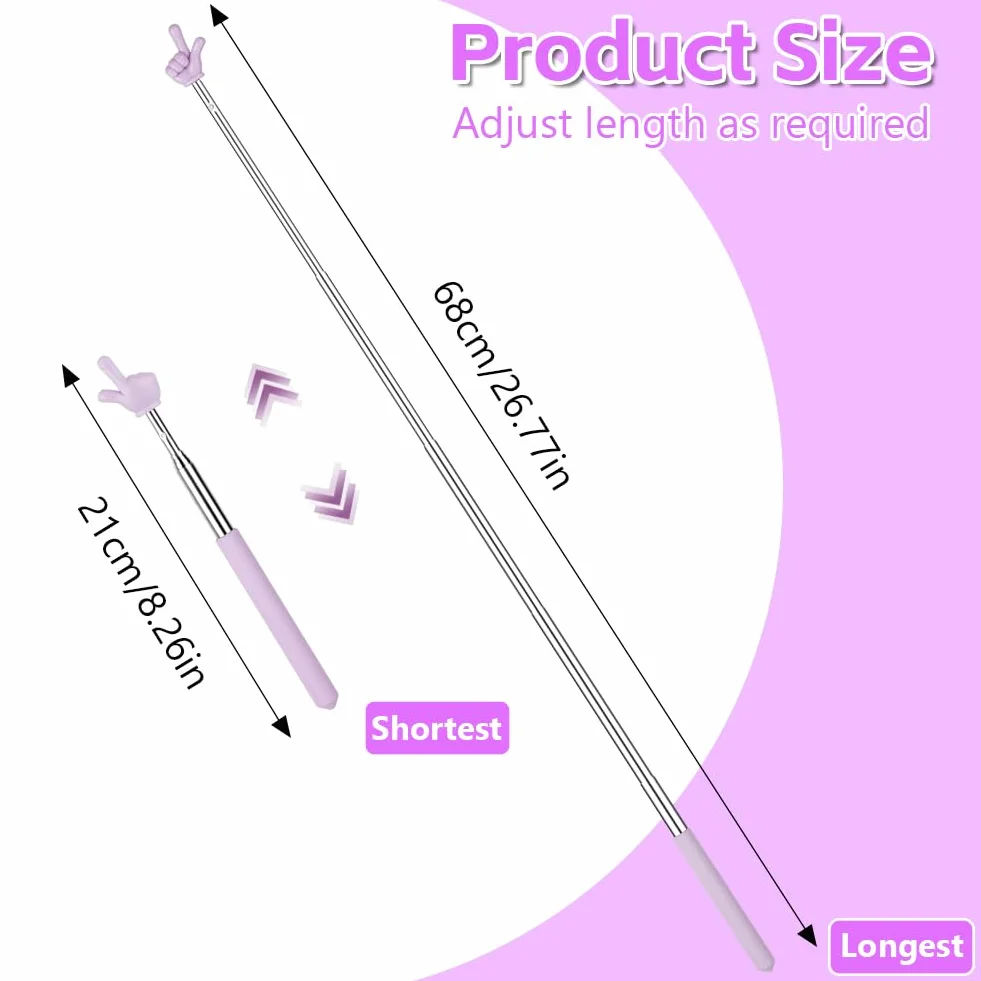 Pointeur de Doigt Rétractable Lot de 2 pour Enseignant, Flexible et Pratique, Bleu Violet