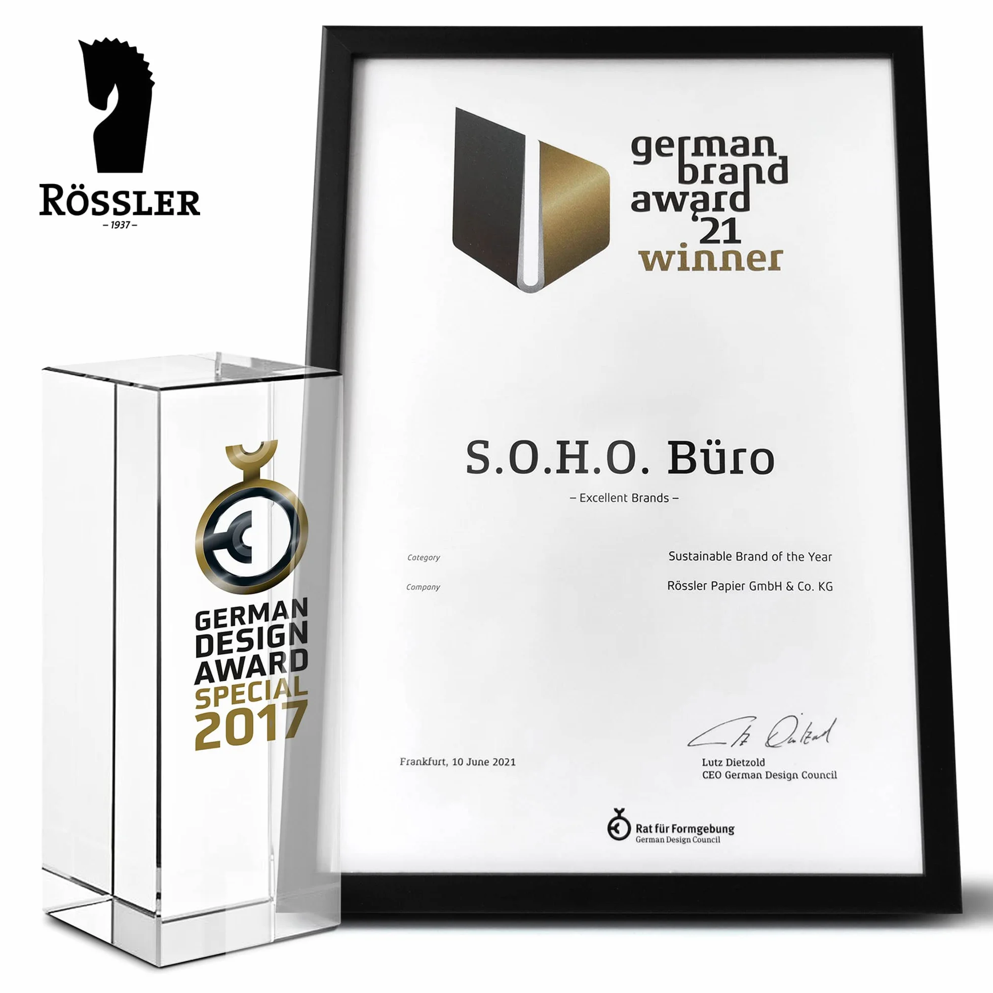 Rössler Papier S.O.H.O. Fotobox Boîte de rangement opale 167 x 125 x 152 mm étiquette inscriptible 1 pièce DIN A6
