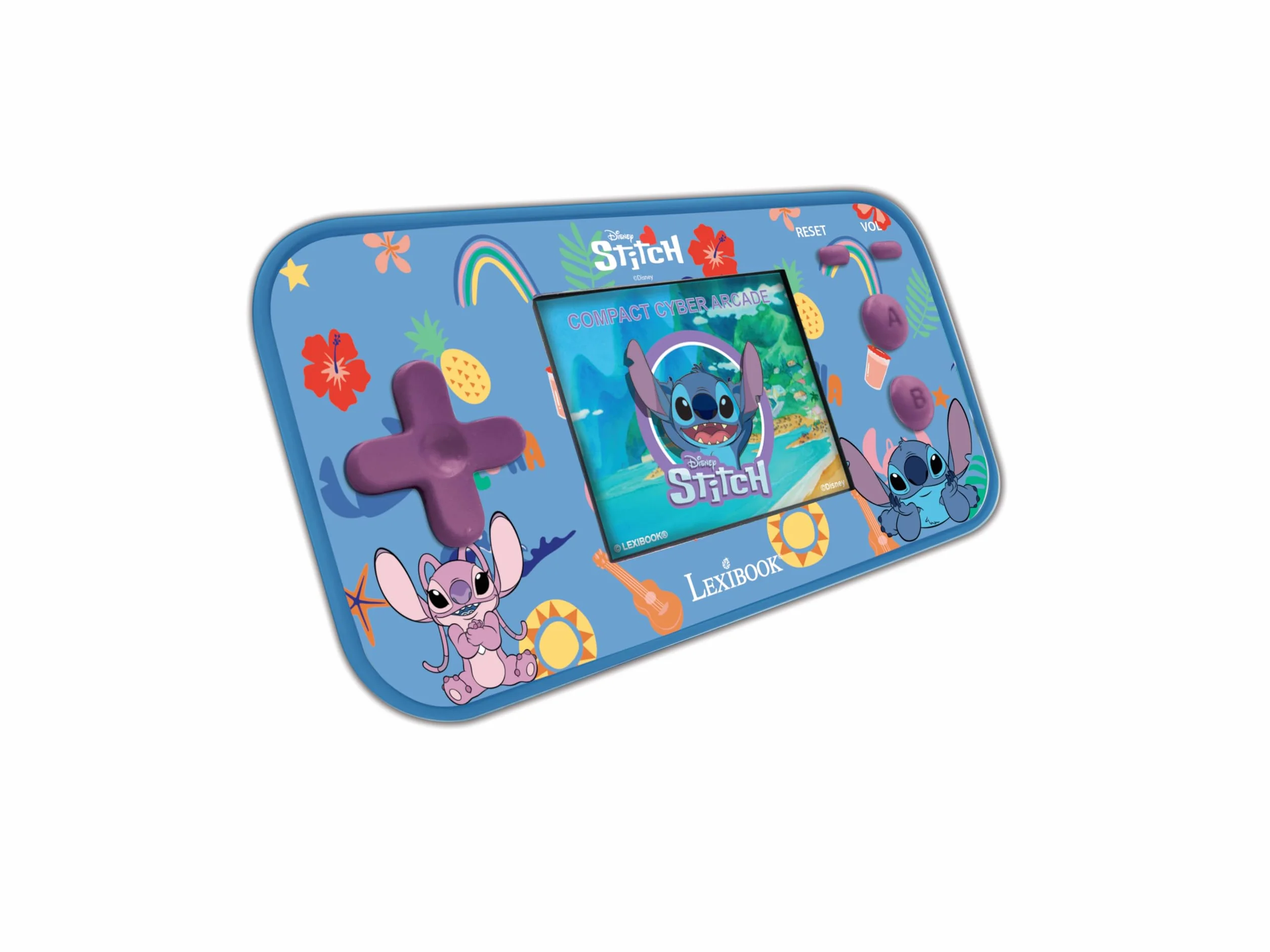 Lexibook Disney Stitch Console Portable Compact Cyber Arcade 150 Jeux Écran Couleur LCD Piles Bleu JL2367D