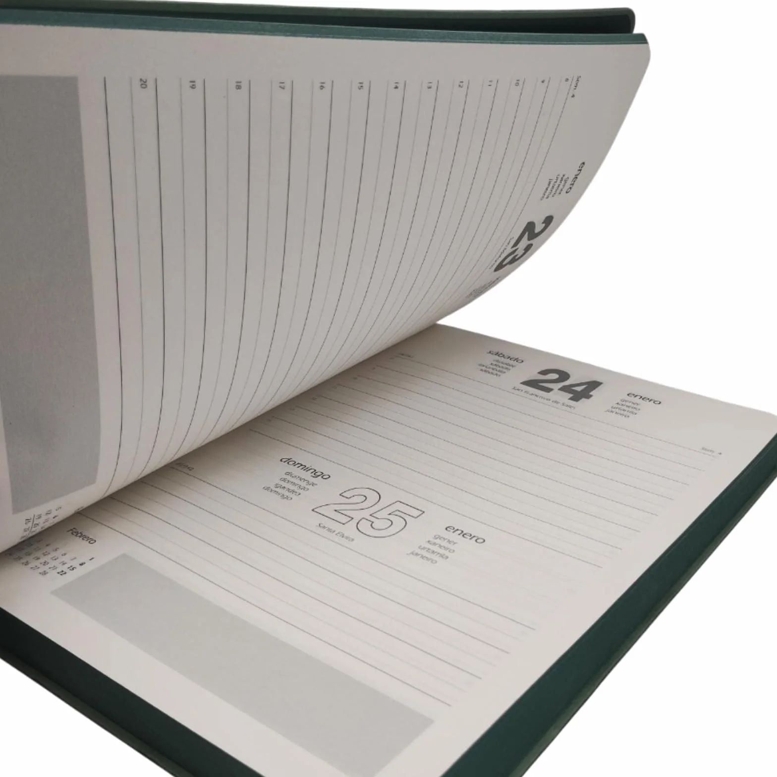 Agenda 2026 Jour par Page A5 Couverture Flexible Similicuir Planificateur Annuel Espagnol Hanoï Vert