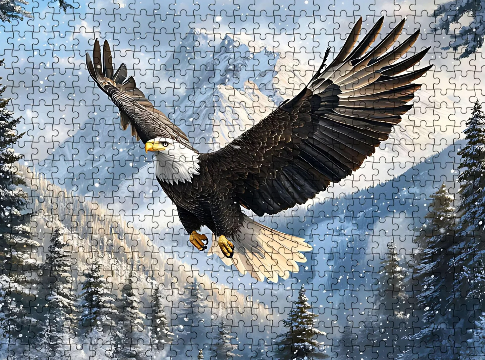 Paysage Aigle Puzzle 1000 Pièces pour Adultes, Format 75 x 50 cm, Challenge Casse-Tête de Famille, Loisirs Créatifs et Relaxation, Pièces Robustes avec Lettres au Dos, Décor Murale Salon f0-517