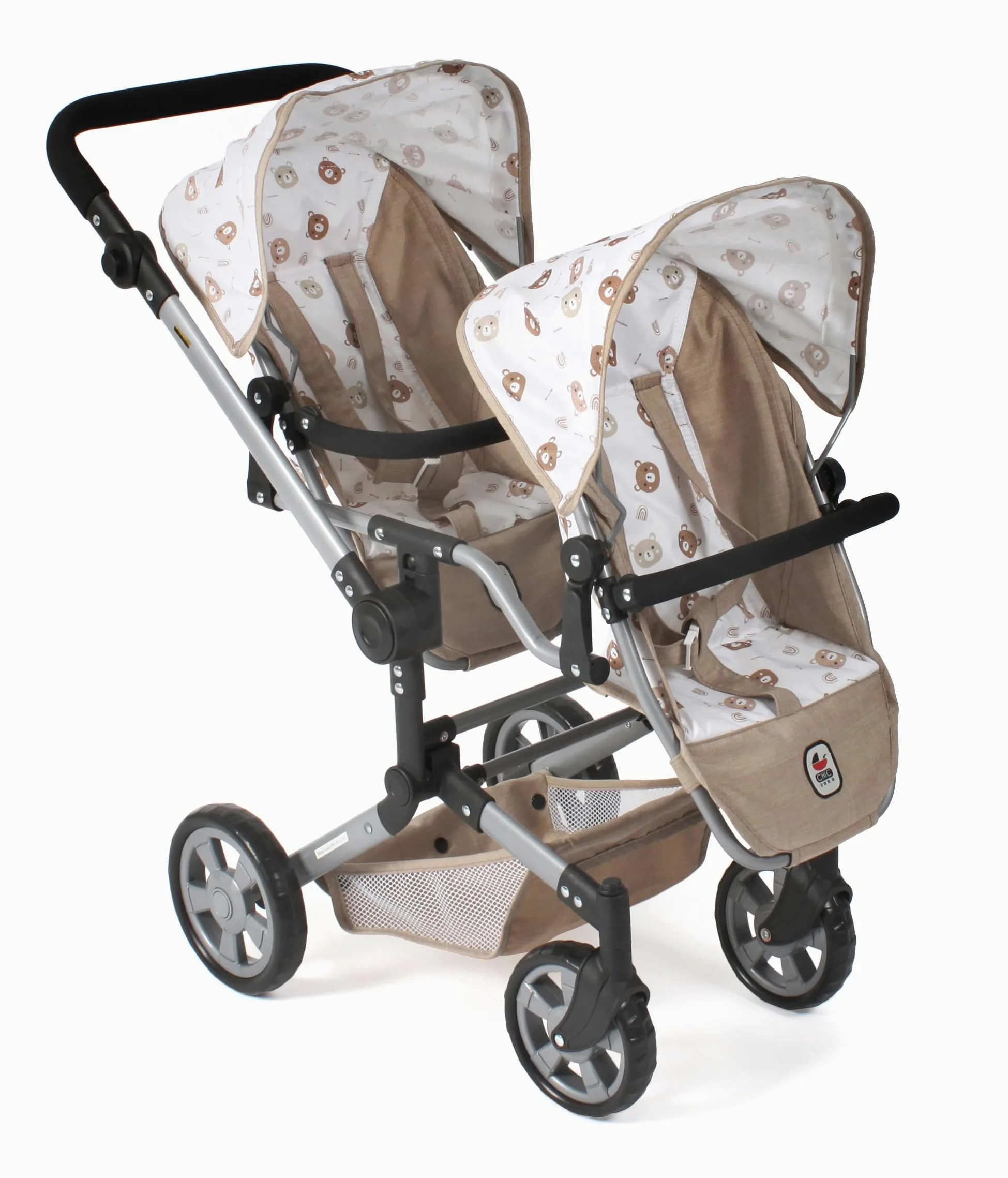 Bayer Chic 2000 Poussette poupée Double Linus Duo Pliable réglable | Poussette double pliable avec poignée réglable de 50 à 82 cm, conçue pour transporter 2 poupées.