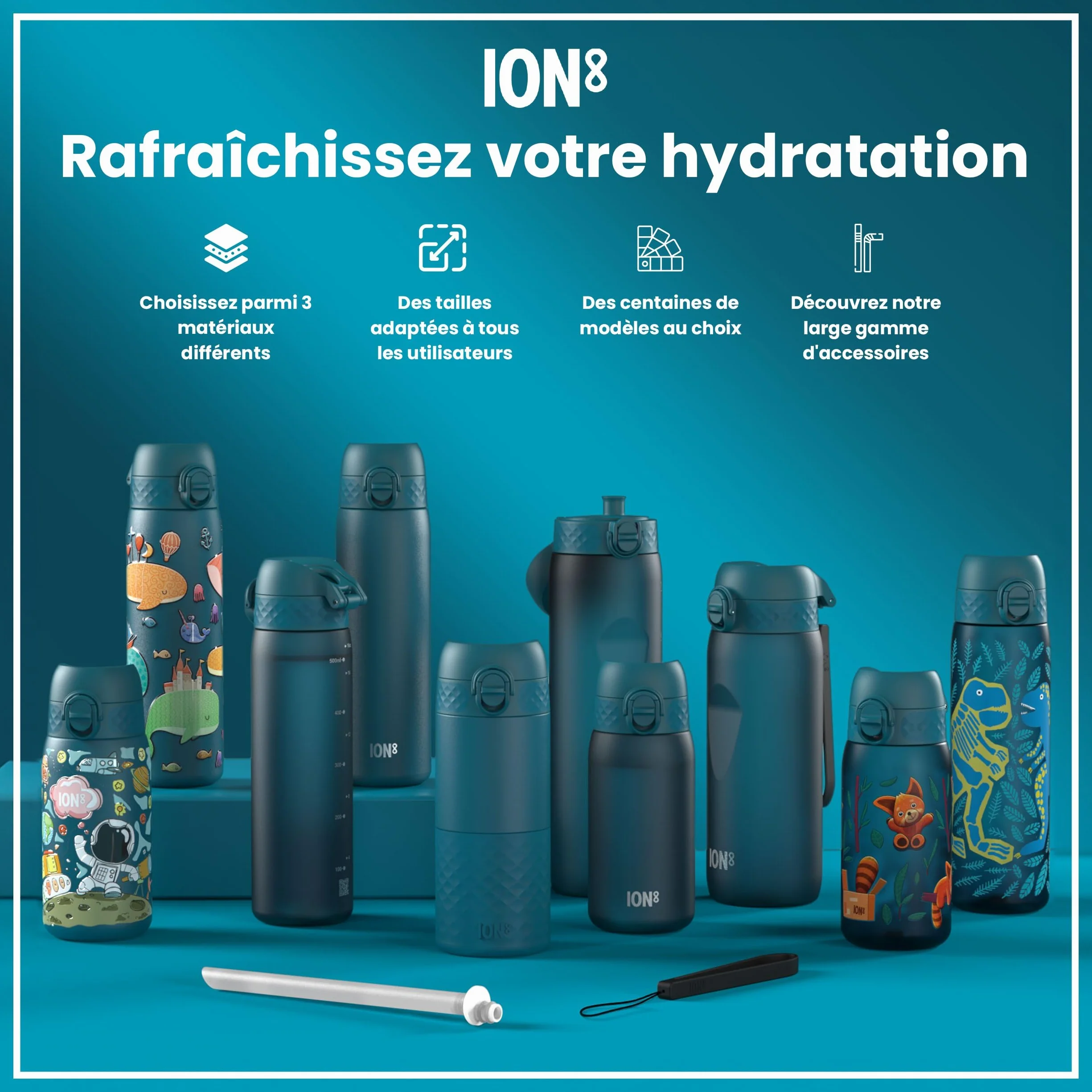 Ion8 Gourde Enfant Inox 400ml Anti-Fuite Acier Inoxydable Véhicules De Secours
