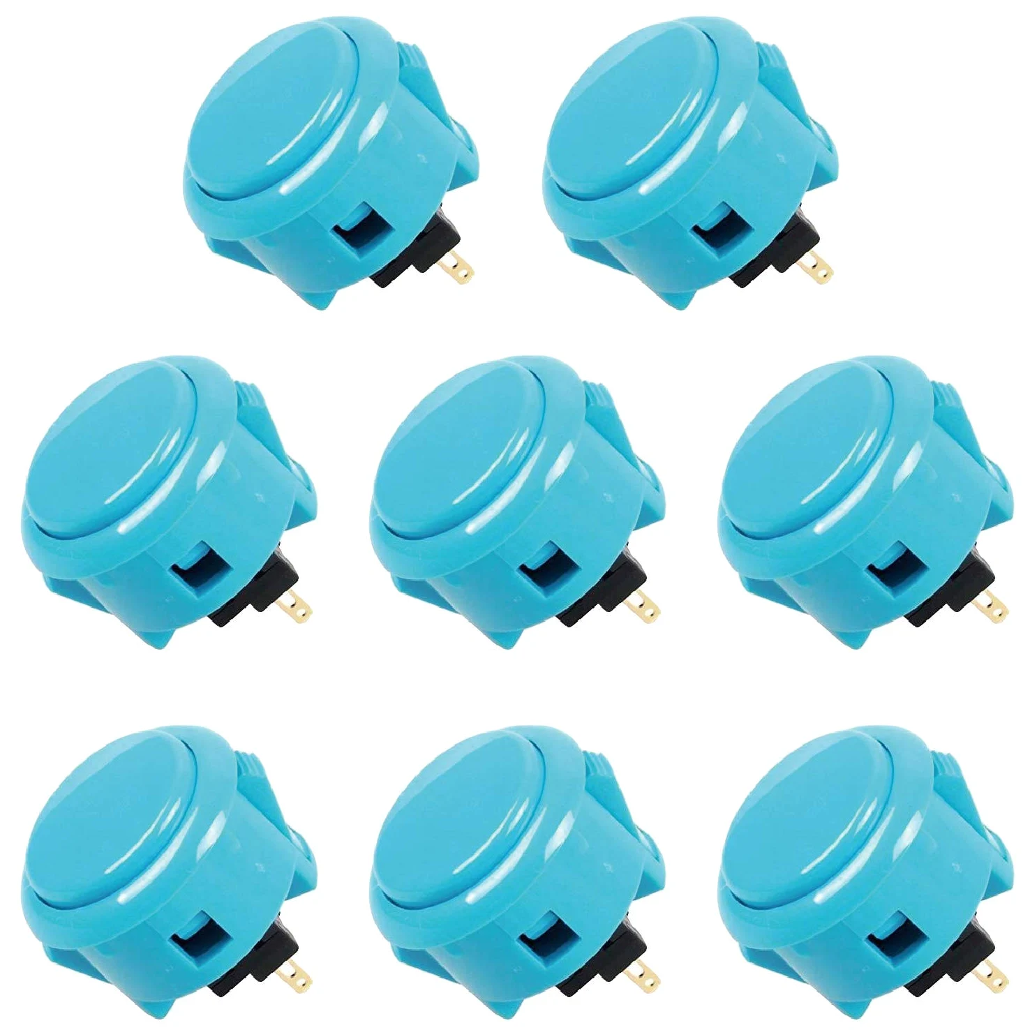 SANWA Lot de 8 boutons poussoirs d'arcade bleus OBSF-30 (compatibles avec manette de tournoi Mad Catz SF4) OBSF-30 30 mm (bleu) pour console de jeux d'arcade