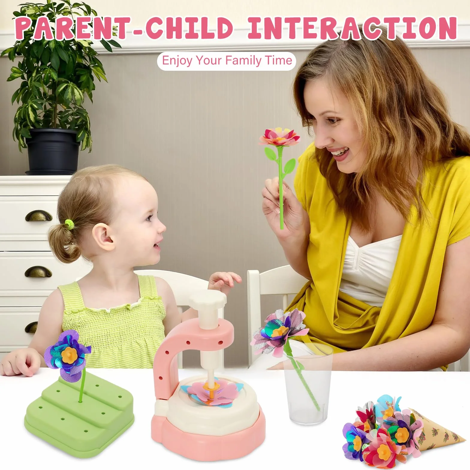 Ark miido Activité Manuelle Fille, Création Bouquet Fleurs avec Machine Fleurs Jouet Créatif pour Enfant 3 Ans+