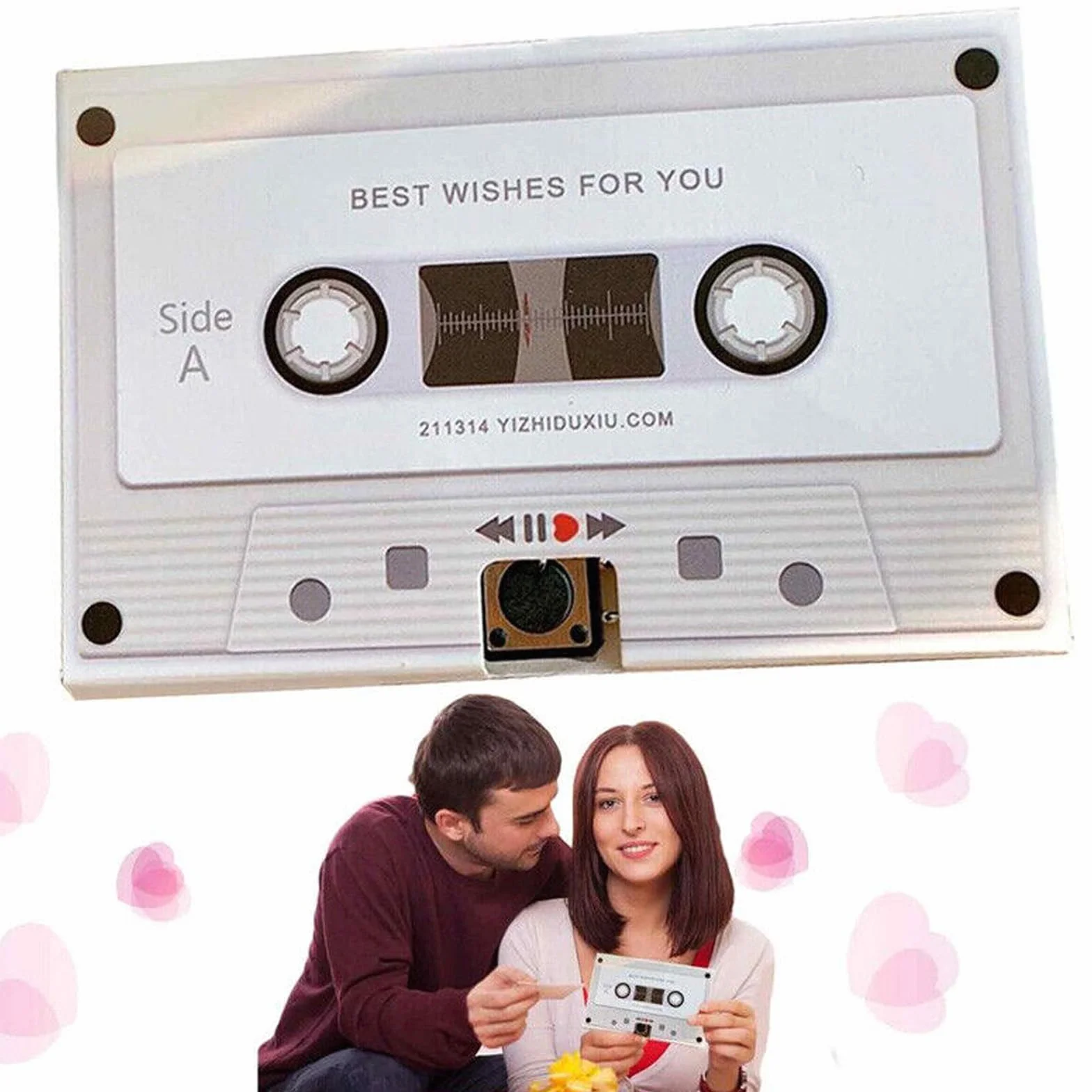Morain Enregistreur Messages Cassettes Enregistrement Bande Vocale Carte Voeux d'anniversaire Fait À Main