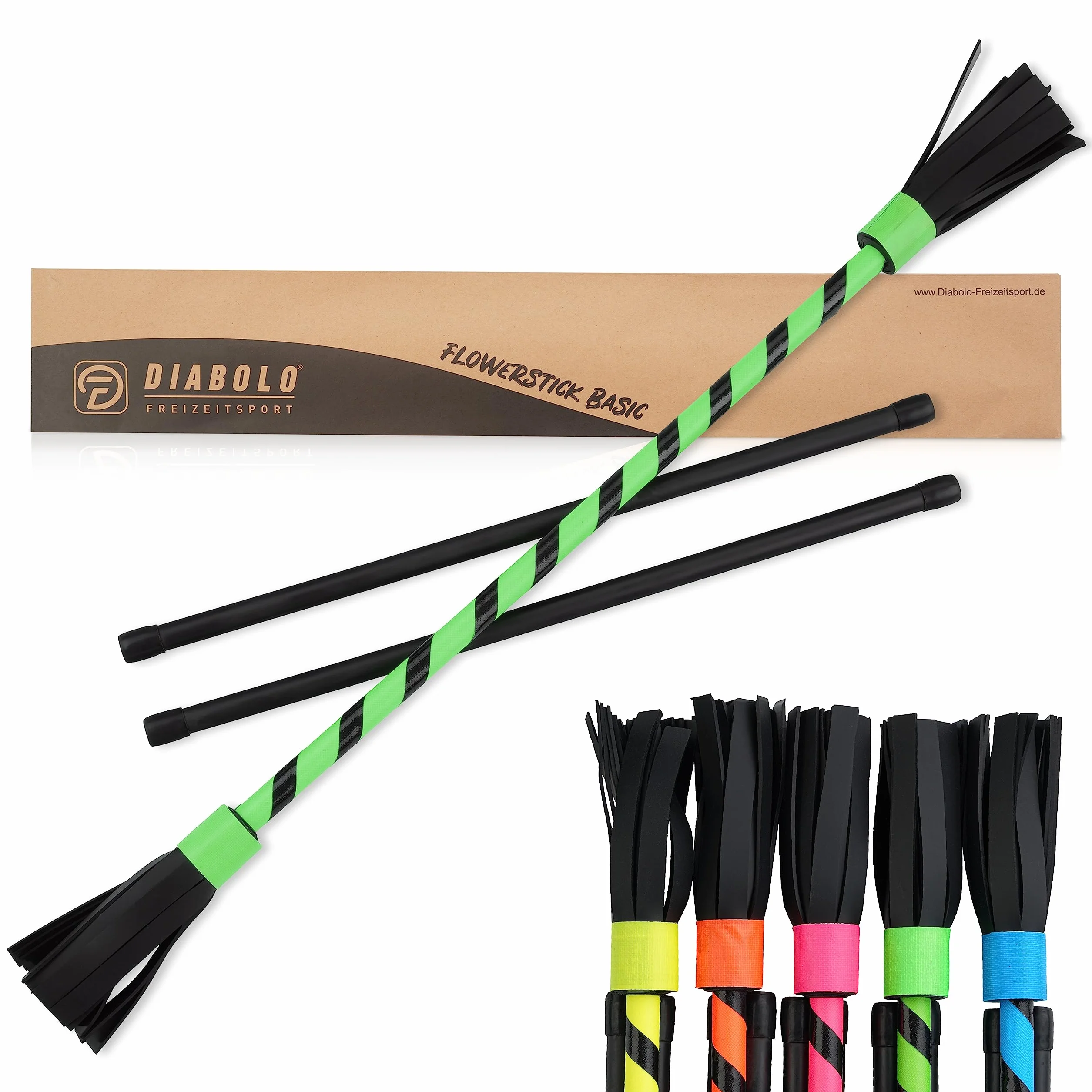 Diabolo Freizeitsport Flowerstick Basic (Vert) Jonglerie Baguettes Débutants