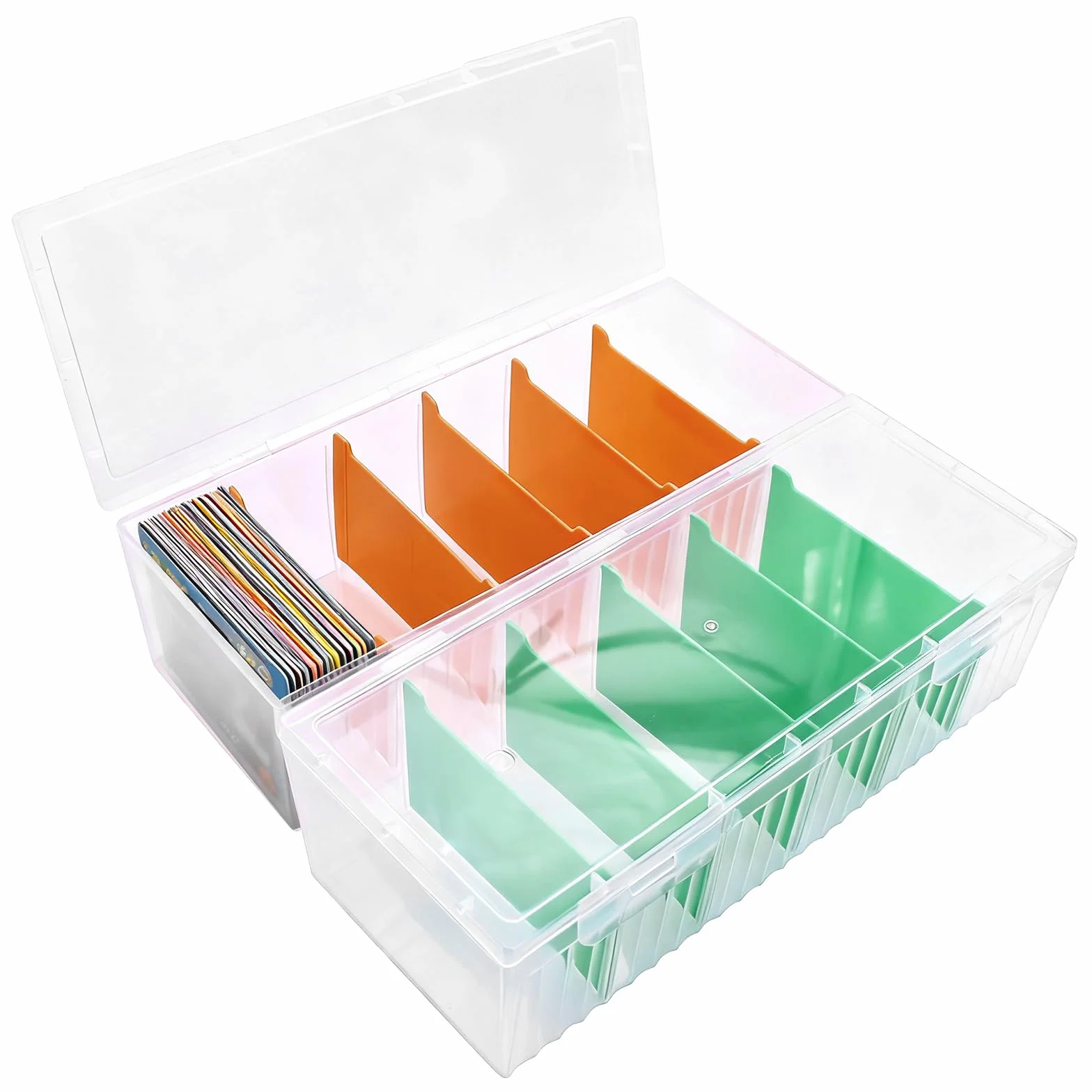 Boîte à Fiches A8 avec Séparateurs Amovibles, 23,5 x 9,5 x 6,8 cm, Pour 1200 Cartes