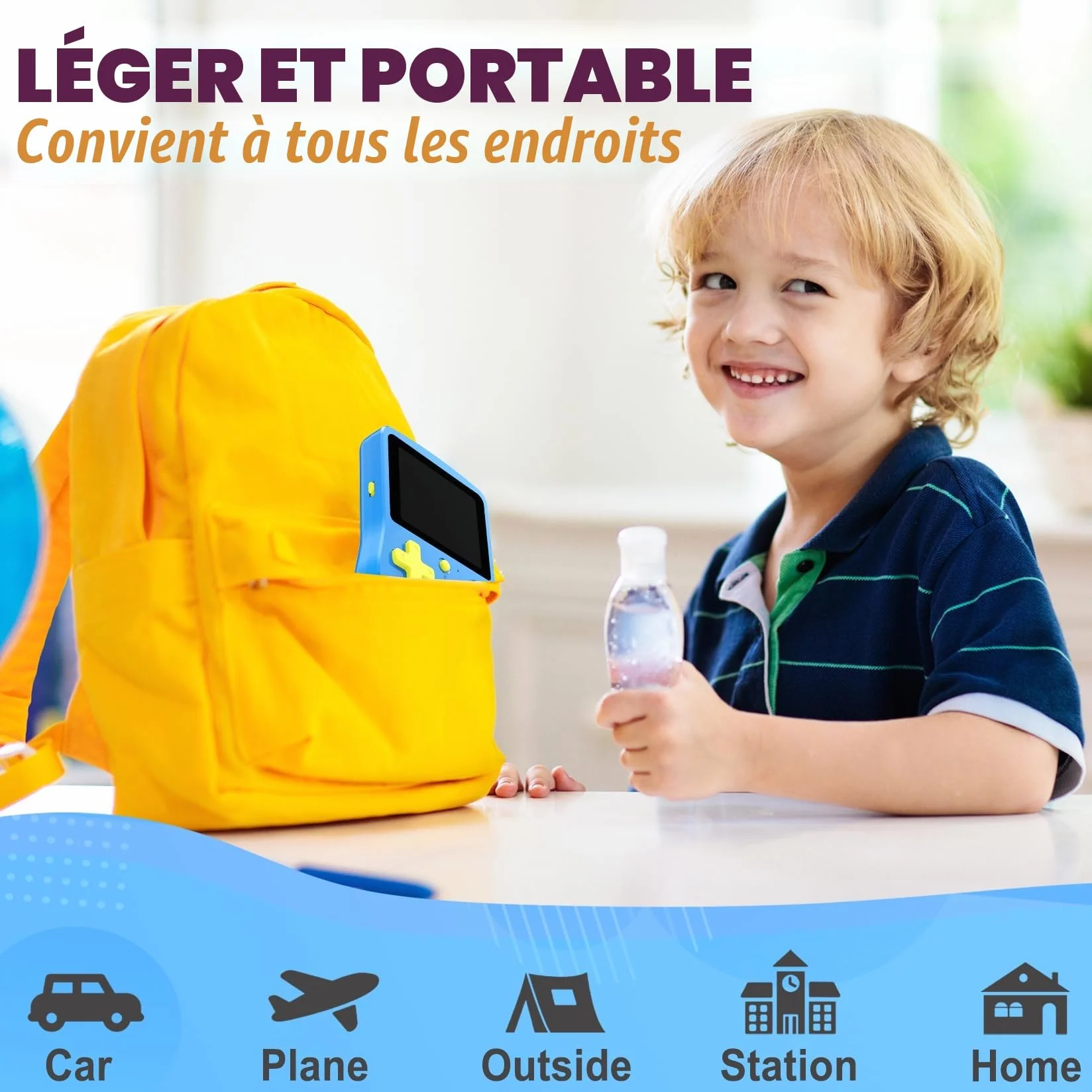 Console de Jeu Portable 32 Bits Écran IPS 3,0" 139 Jeux HD Intégrés Rechargeable Bleu
