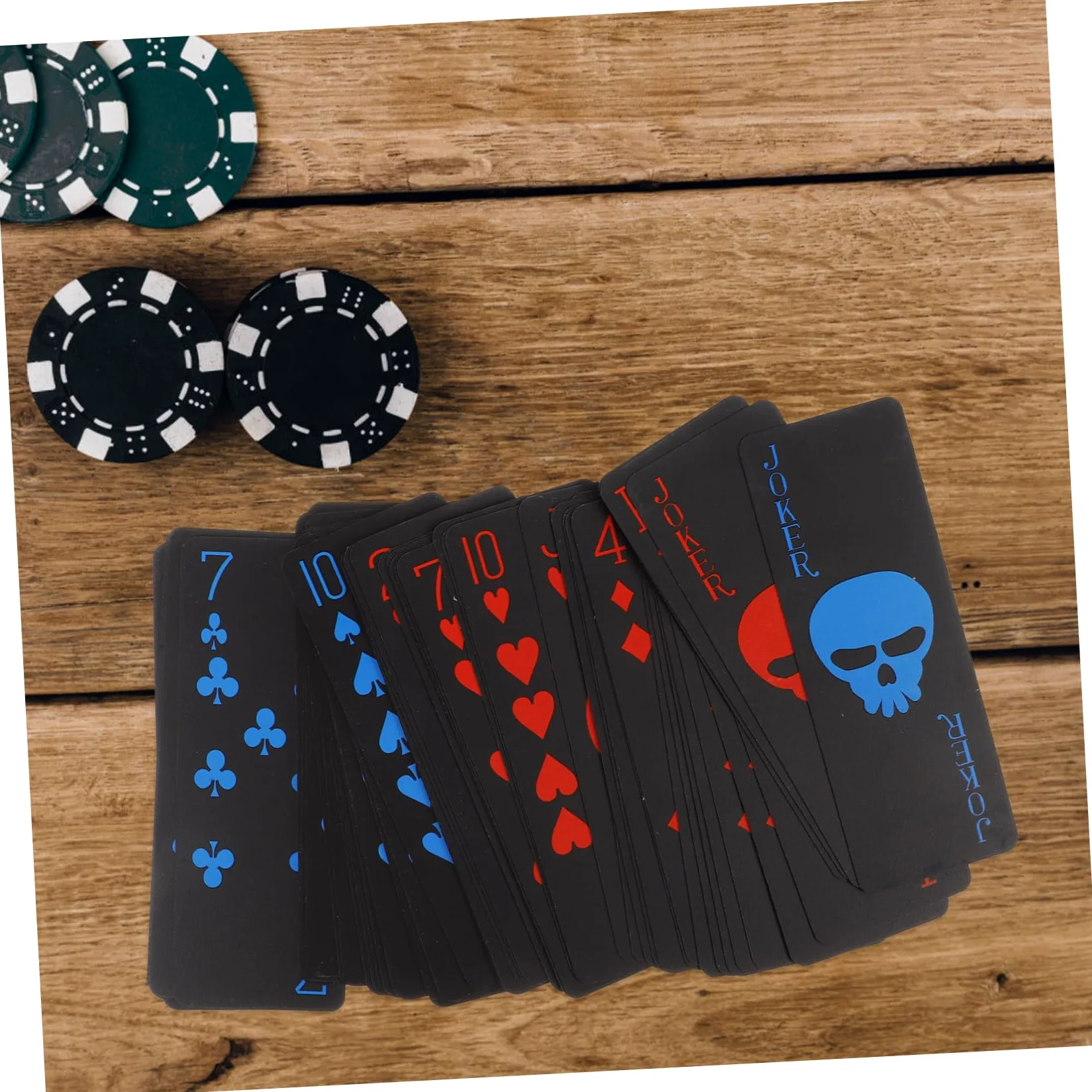 Beavorty Jeu de Cartes de Poker Durabilité Exceptionnelle et Design Créatif Imperméables en PVC Noir Motif Crâne pour Soirées et Divertissements Adultes