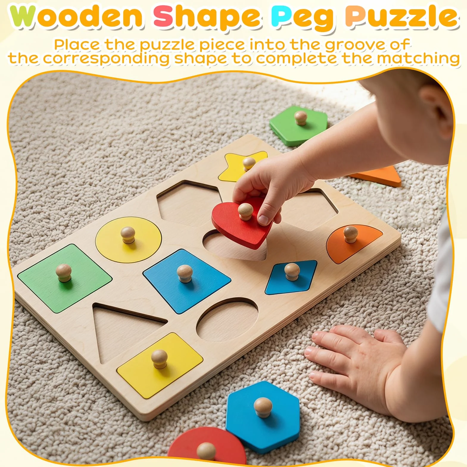 Puzzle en Bois Montessori pour Enfants 1-3 Ans Magnétique Formes à Encastrer Jouet Éducatif