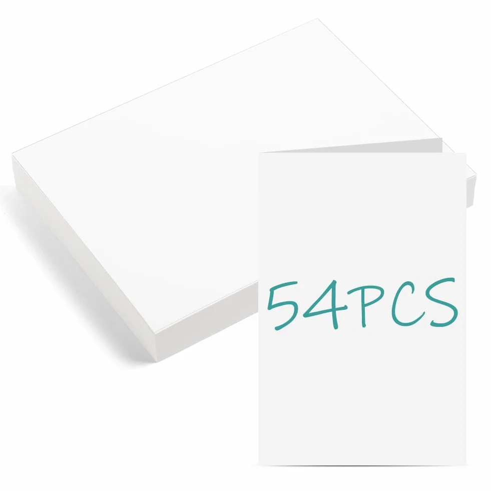 Cartes Postales Vierges A6 54pcs Blanc 15x10cm 210g/m² pour Imprimante Écriture DIY