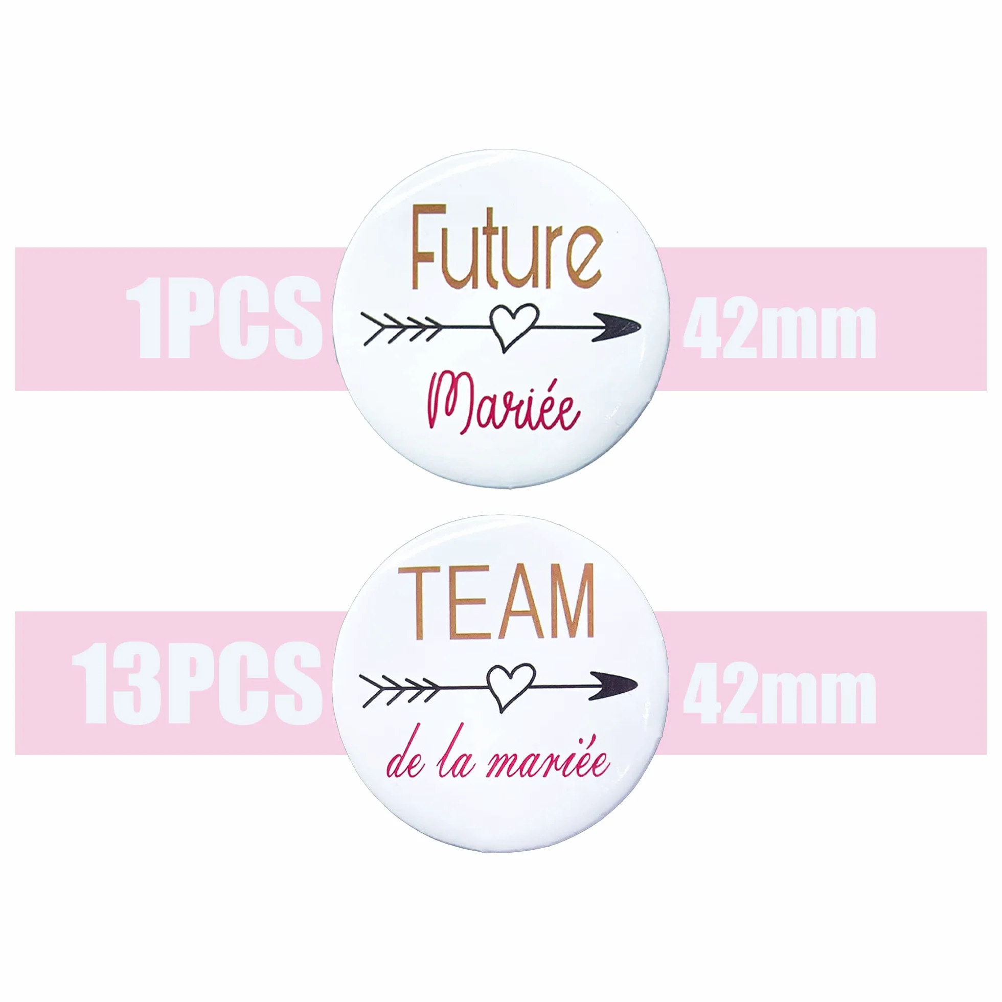 Badges Team de la mariée 15PCS avec Future mariée + Amis Accessoire de Mariage