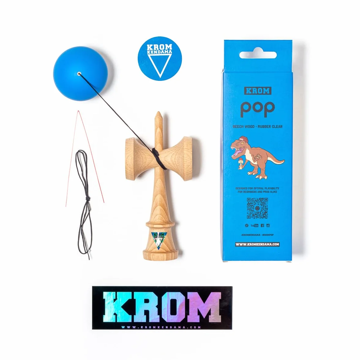 Kendama Pro Pop Bleu Foncé - Bilboquet Japonais en Bois pour Adulte et Enfant avec Ficelle de Rechange