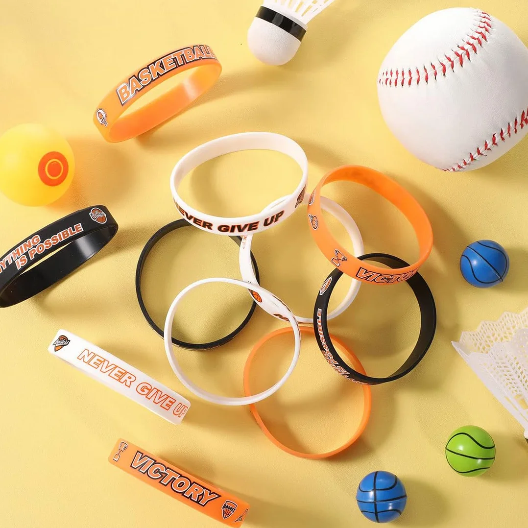 Bracelet de Basket-Ball en Silicone 24 Pièces Motivation Enfants Adolescents Cadeaux Sports