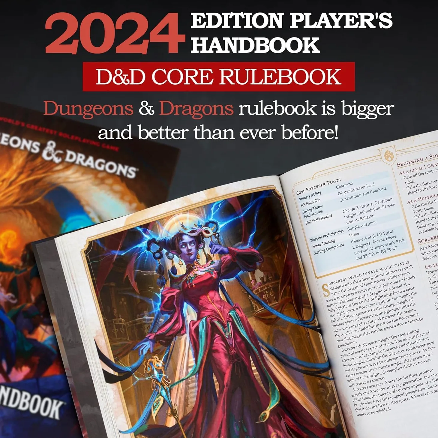 Donjons et Dragons Boîte d’initiation, kit de démarrage jeu de société DND 5e édition pour débutant avec 6 jeux de dés, sacs en flanelle, figurines, héros, écran maître, contenu imprimable