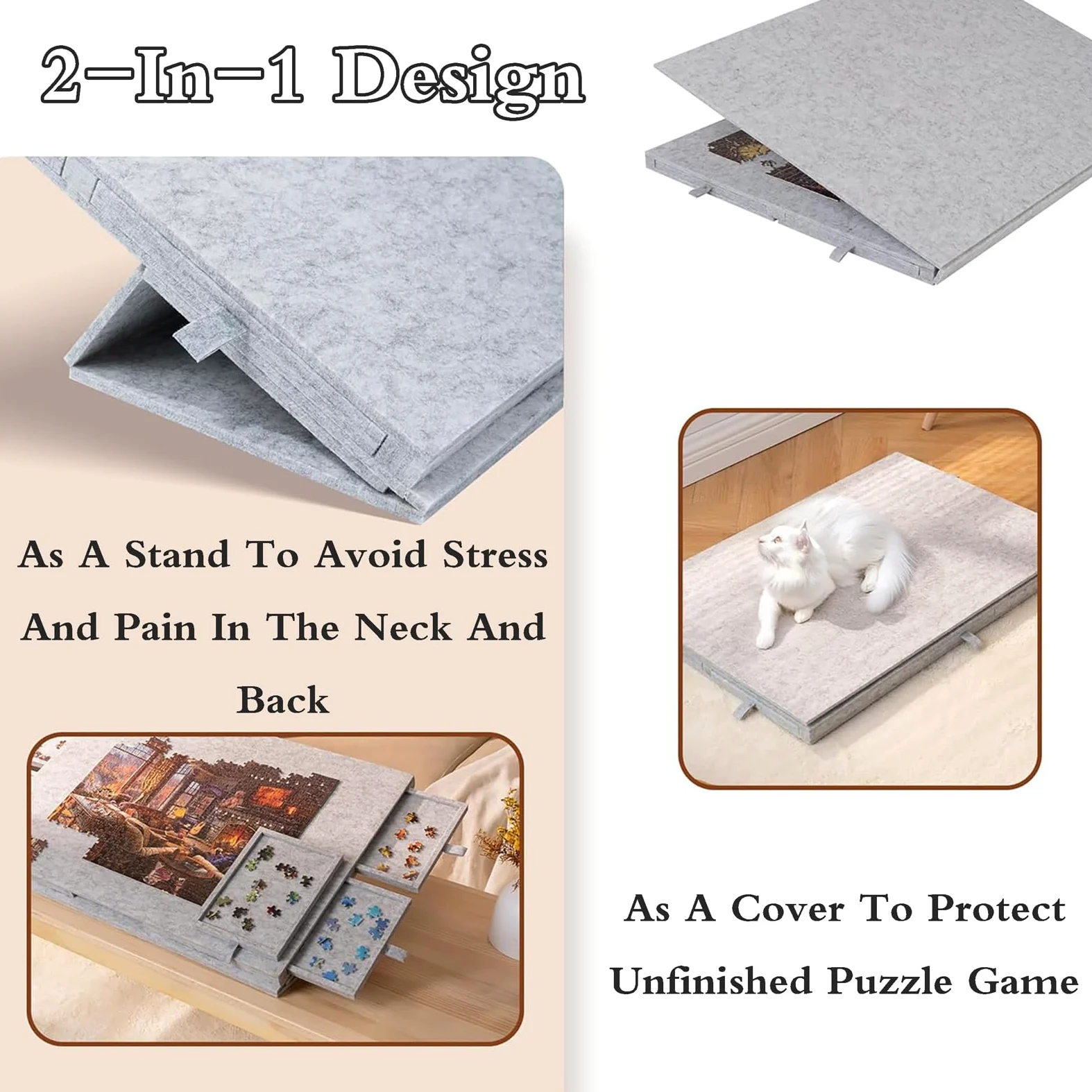 Planche De Puzzle Portable en Feutre,AntidéRapante Planche Puzzles,2 en 1 Planche à Puzzle Portable,Table De Puzzle Pliable,avec Tiroirs De Tris,IdéAl pour Puzzles De 1000 PièCes