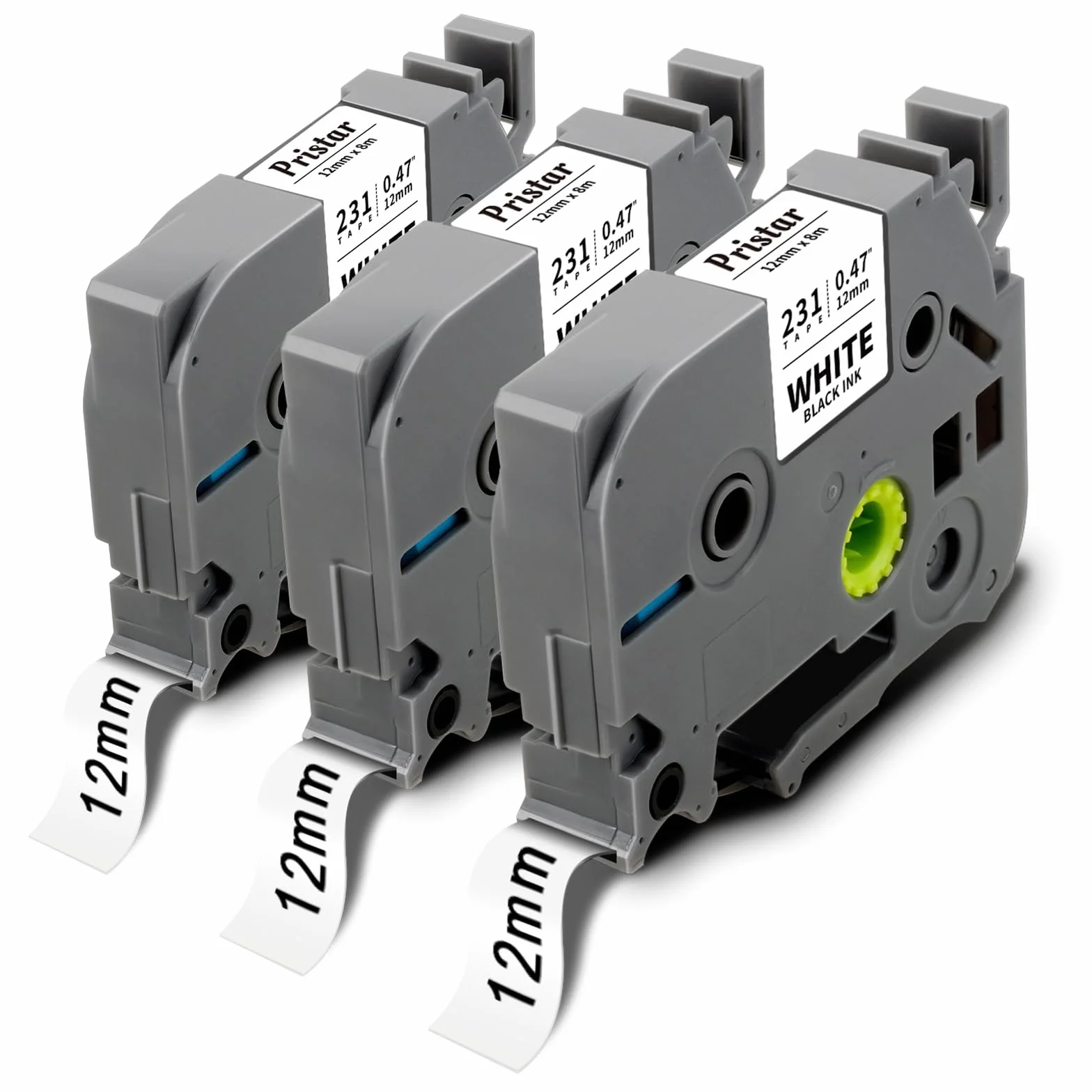 Pristar Brother TZe-231 TZ231 TZ-231 Tze Noir sur Blanc Laminé Cassette 12mm