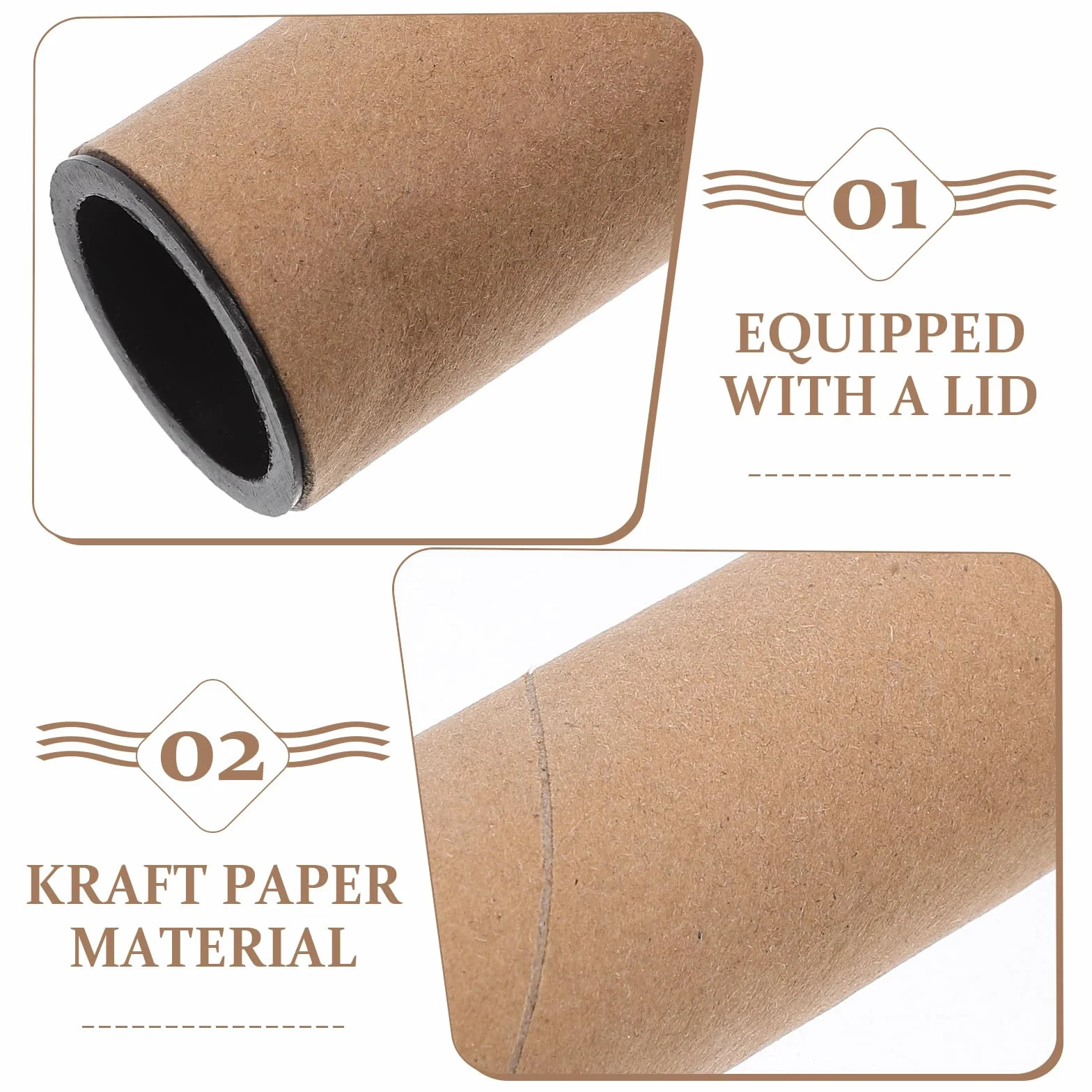 Lot de 10 Tubes à Affiches en Papier Kraft 1,5 x 12 Pouces Rigide pour Transport Posters