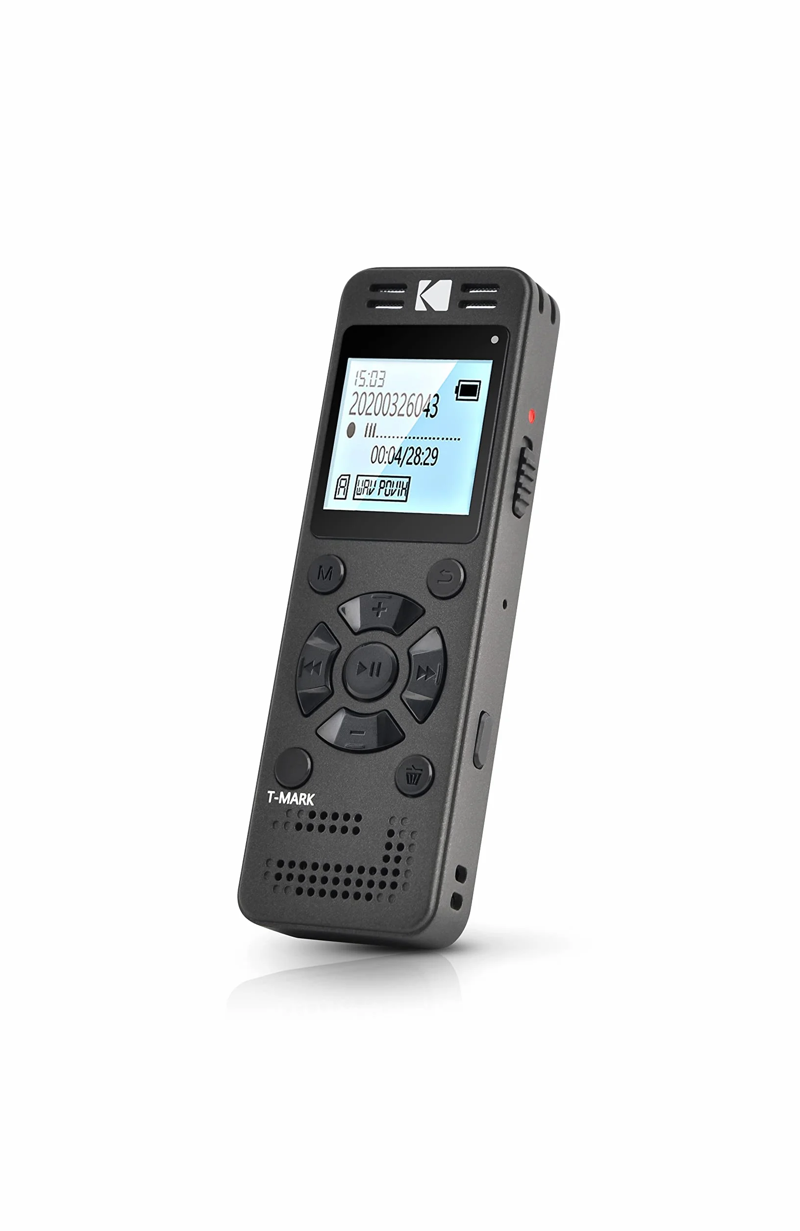 Kodak VRC350 Enregistreur Vocal Haute Intensité Mini Dictaphone Rechargeable Commande Vocale Batterie Lithium Lecteur MP3