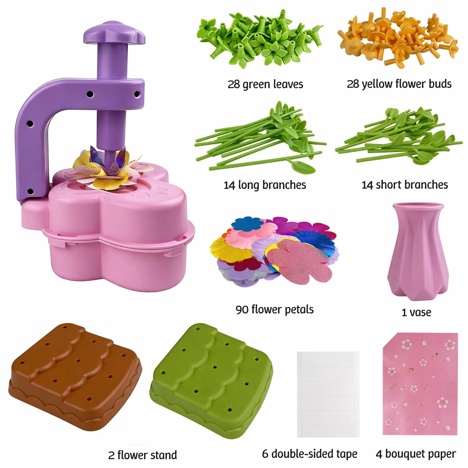 LUMITERRA Kit Création Bouquet de Fleurs DIY, Set de Bricolage avec Machine à Fleurs, Jouet Enfant 3 Ans+